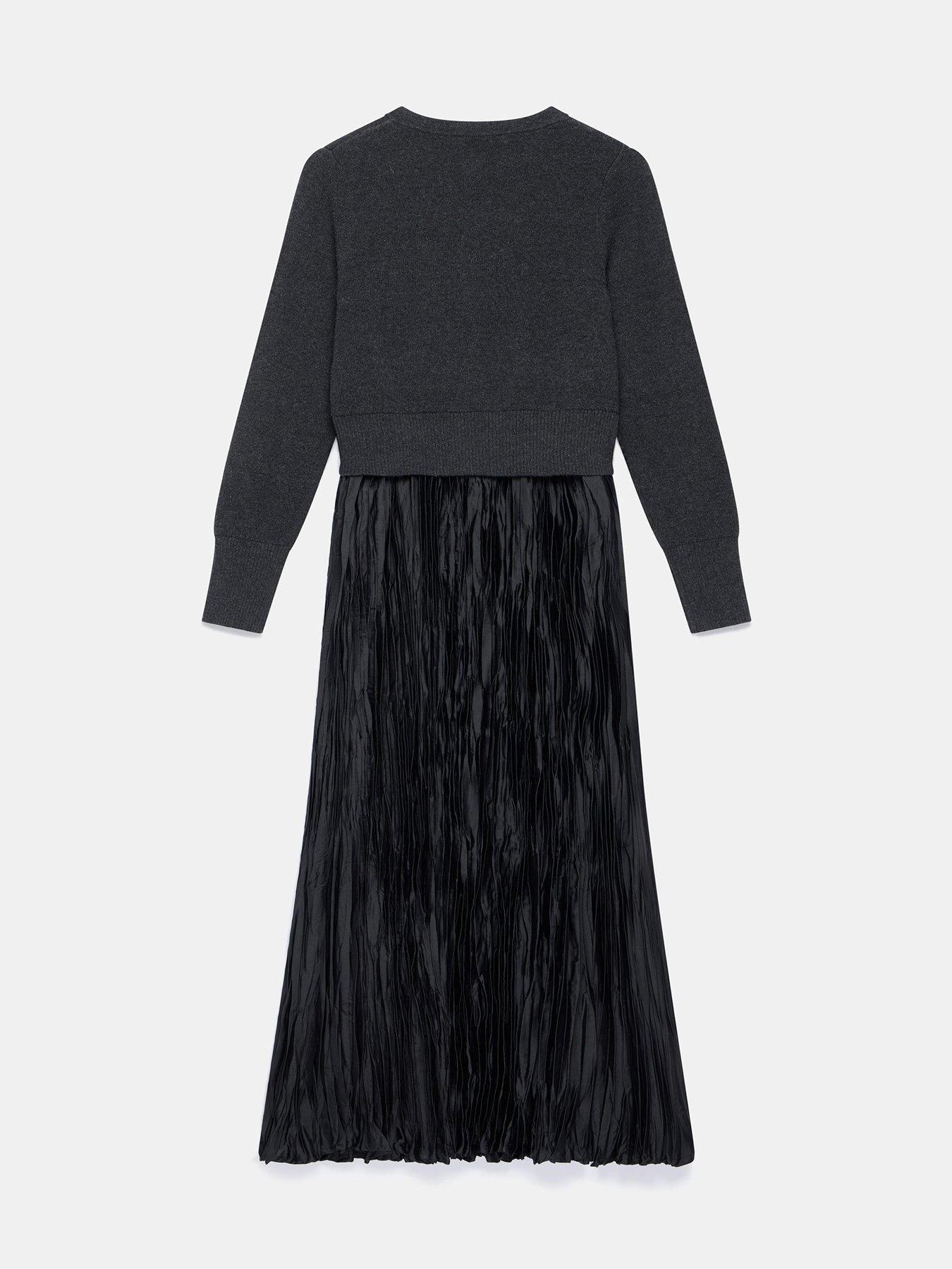 Image 6 of 6 of Mint Velvet Cardigan &amp; Pleated Dress - Grey