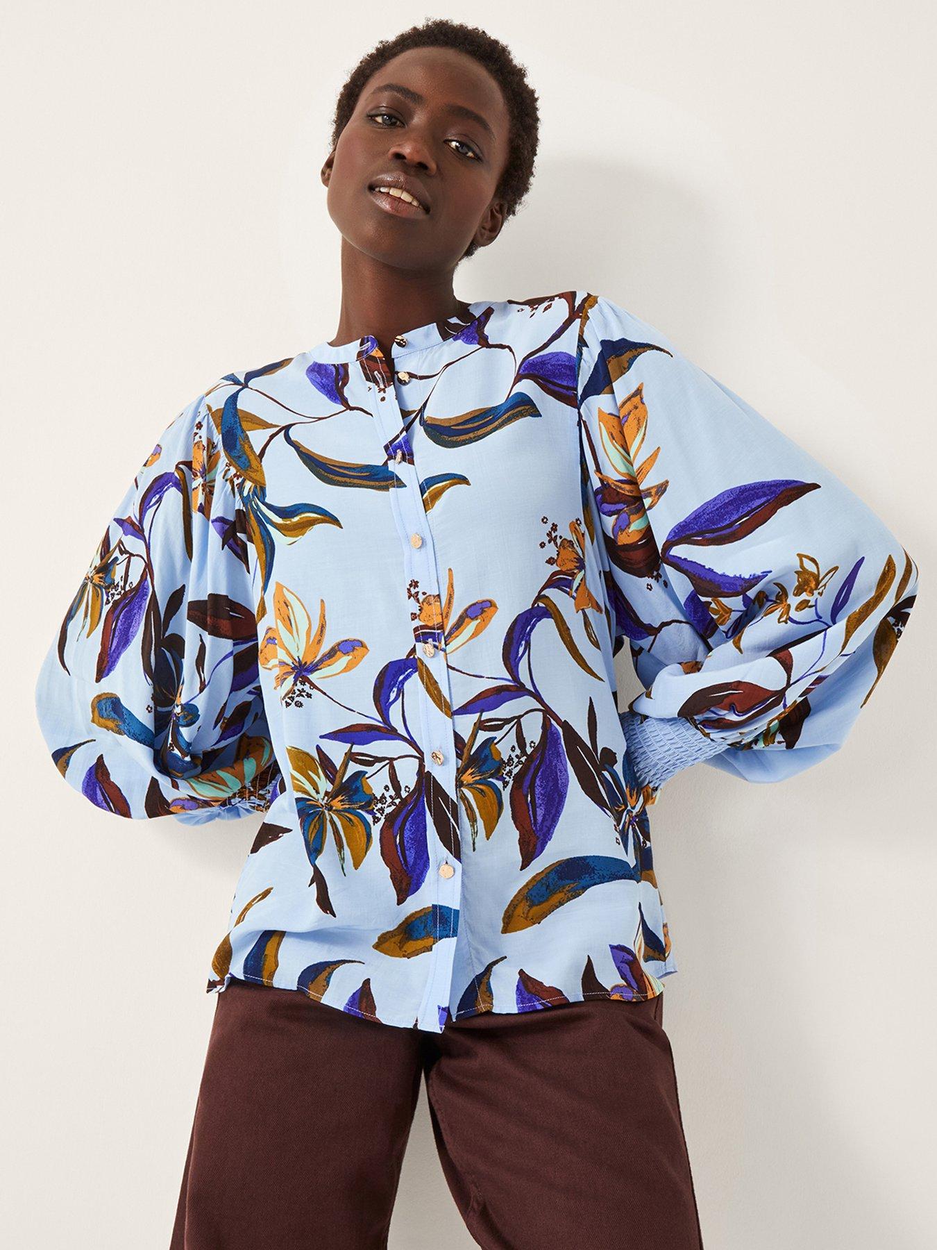 Image 1 of 4 of Monsoon Sonya Print Shirt - Blue