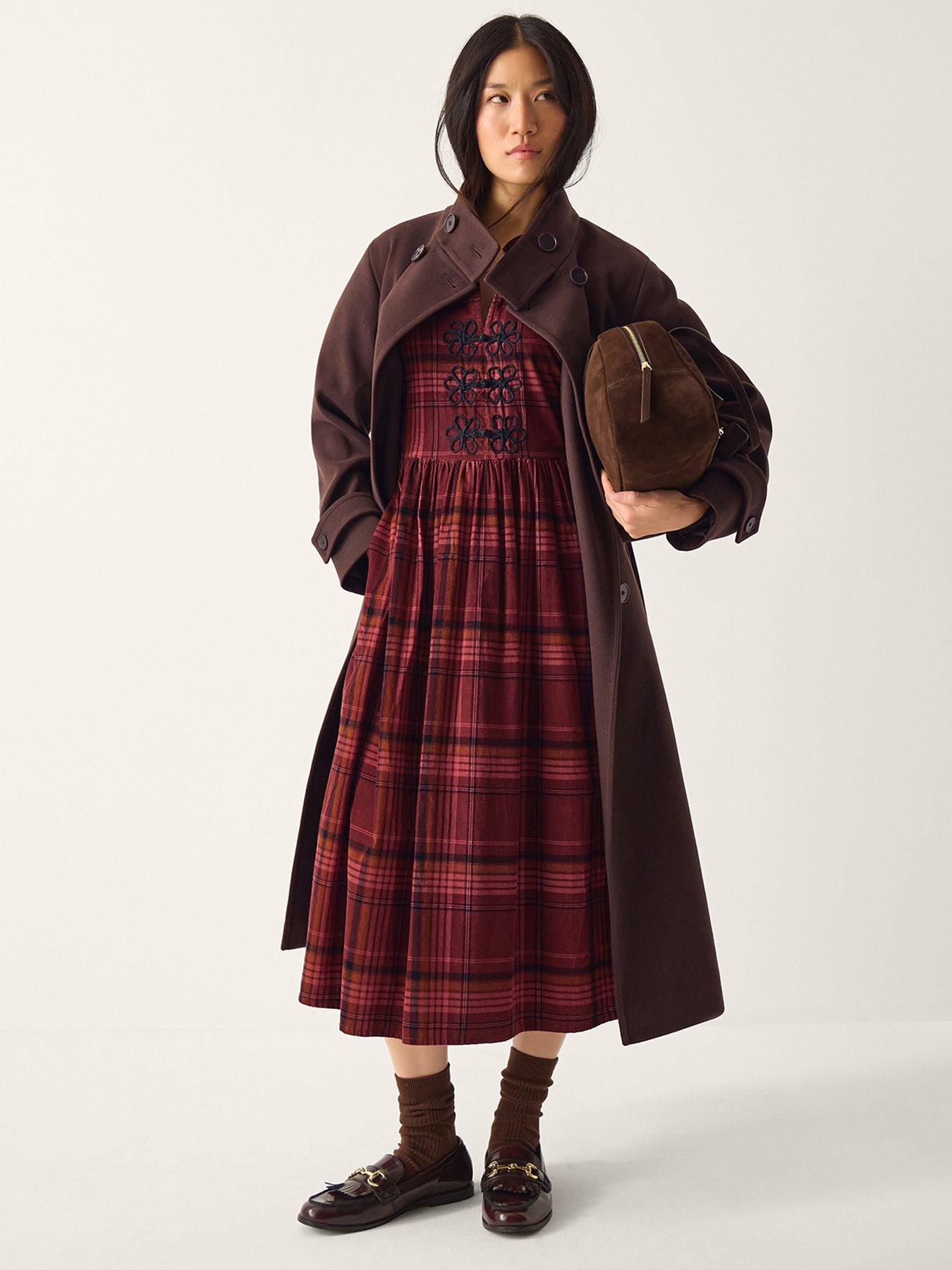  image of monsoon-charly-check-dress-red