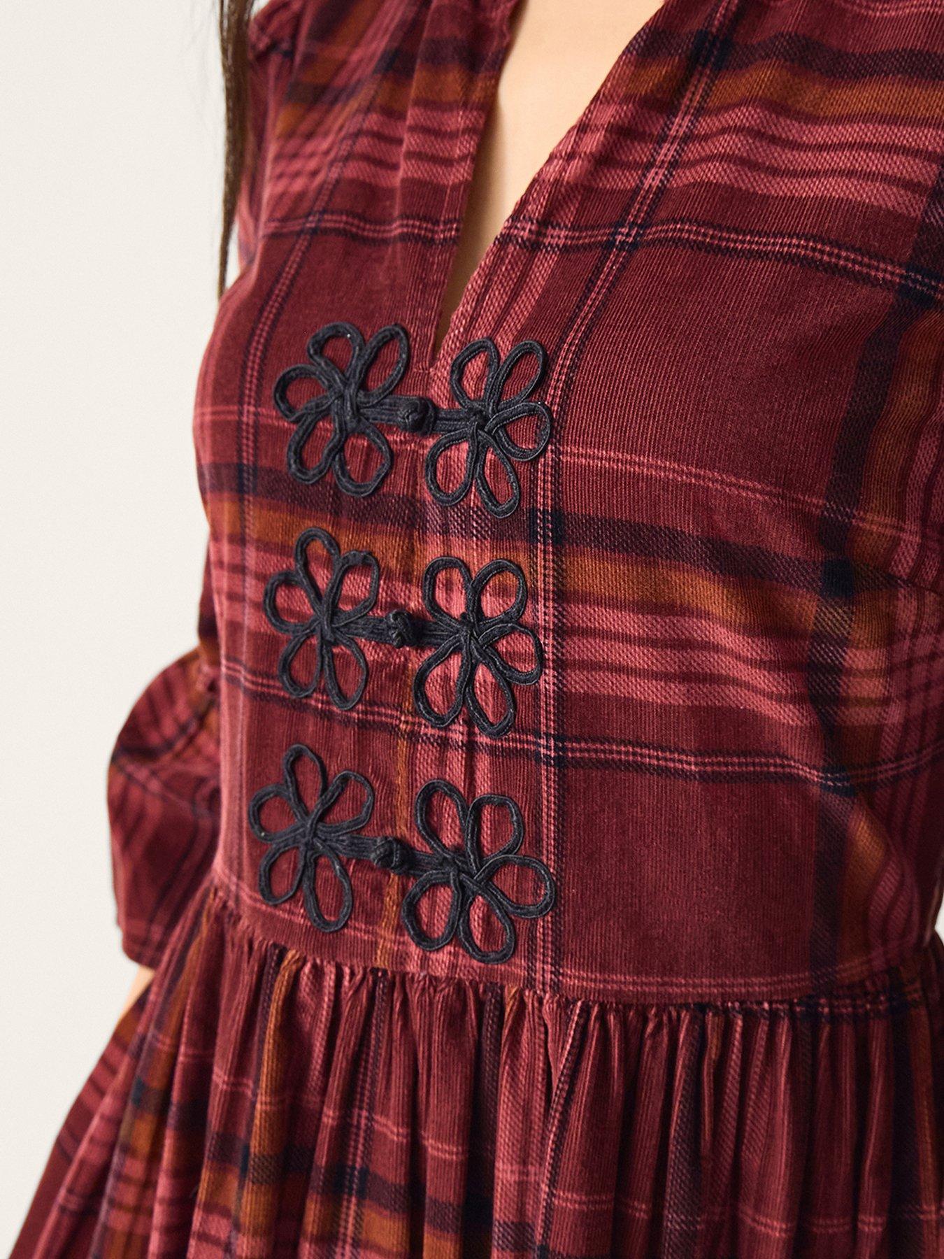  image of monsoon-charly-check-dress-red