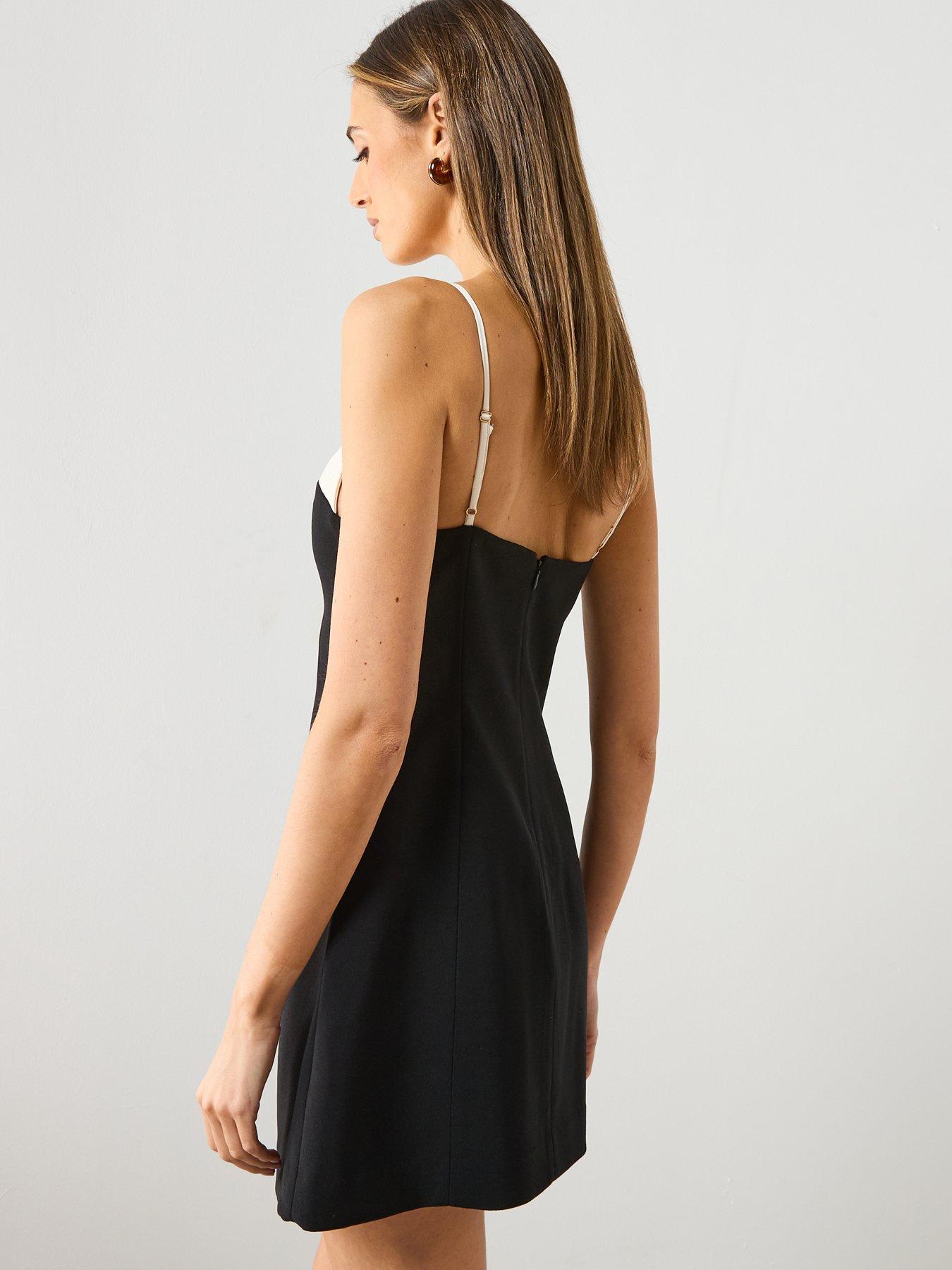  image of mango-bow-contrasting-dress-black