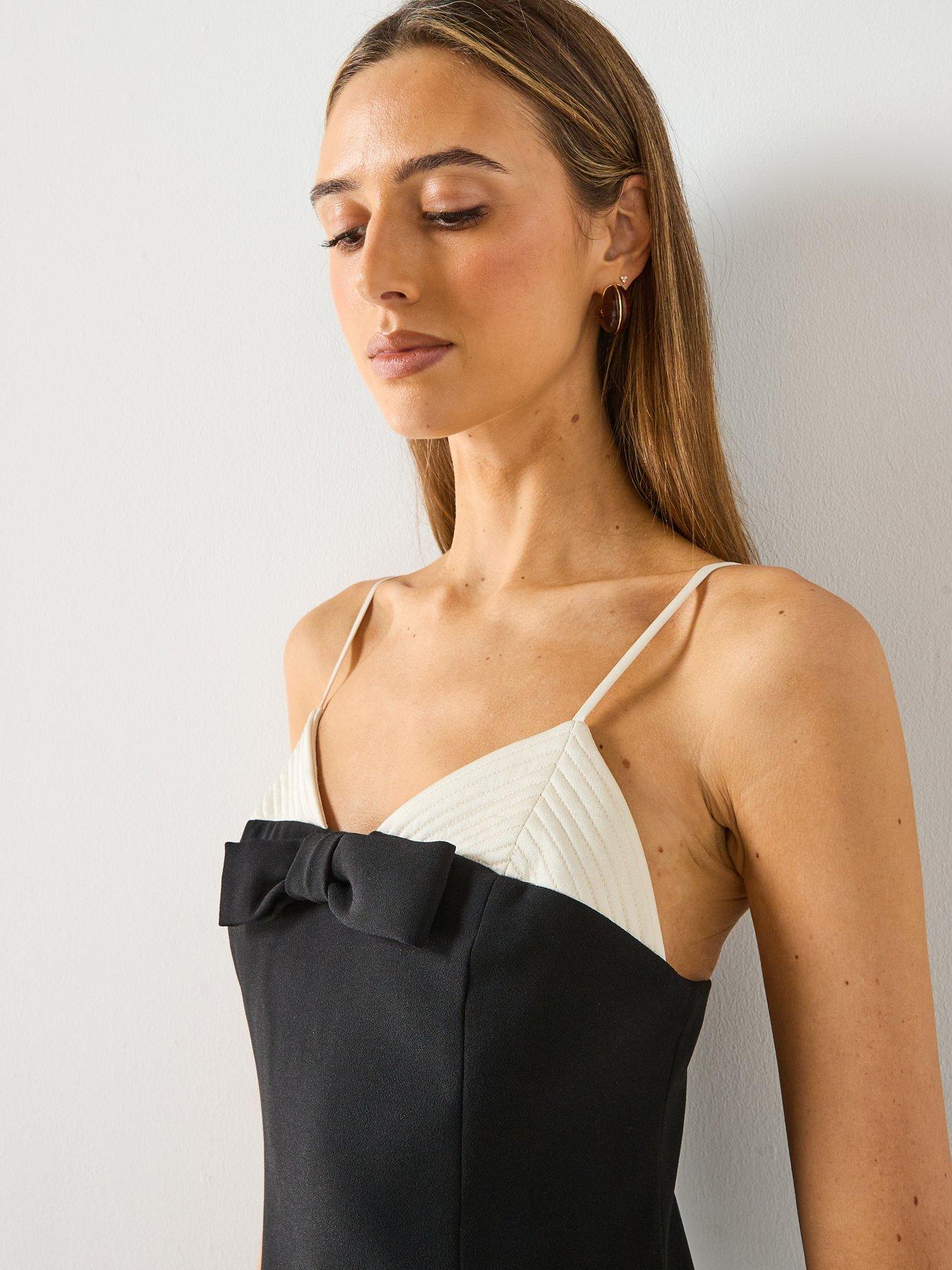  image of mango-bow-contrasting-dress-black