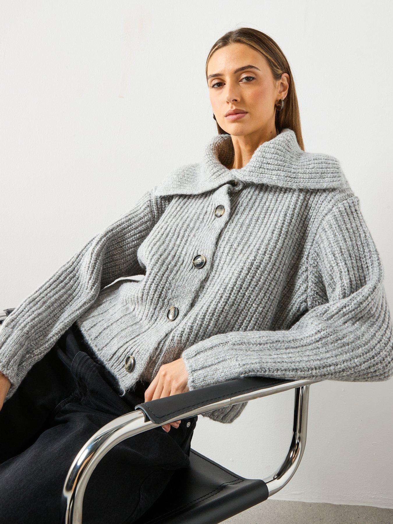 Image 4 of 6 of Mango Button Up Cardigan - Grey