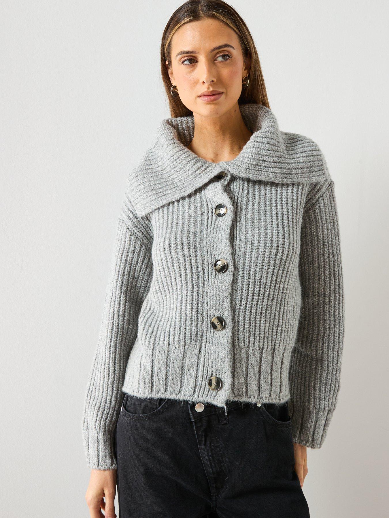 Image 6 of 6 of Mango Button Up Cardigan - Grey