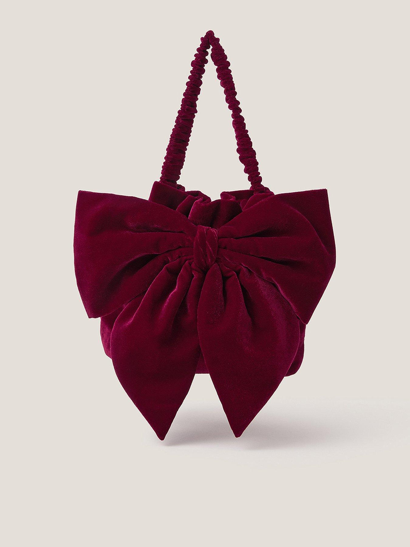  image of monsoon-ciri-velvet-bow-bag-red