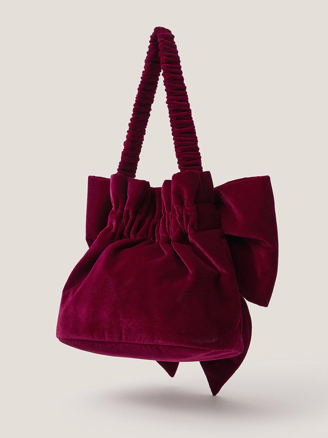  image of monsoon-ciri-velvet-bow-bag-red