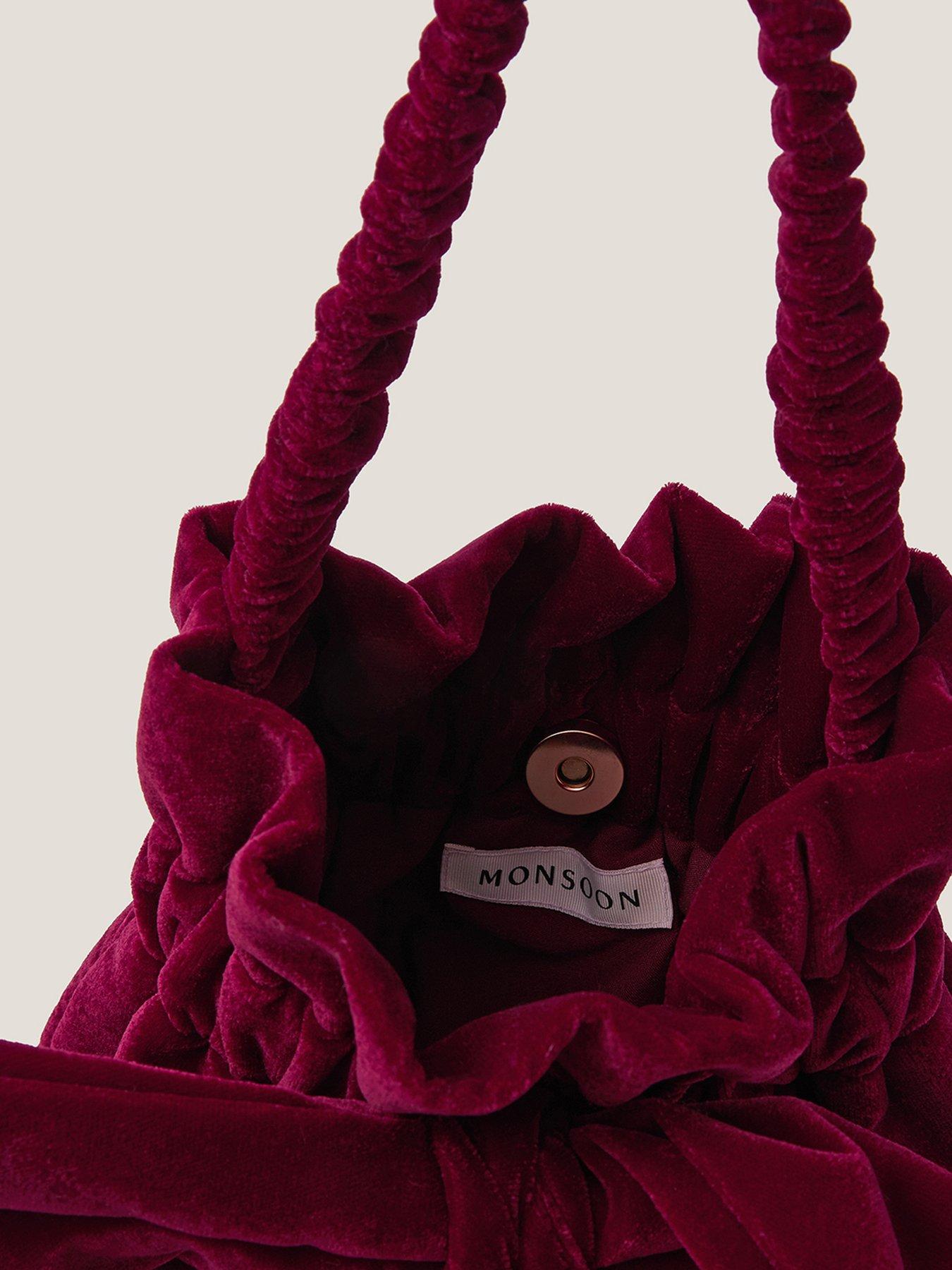  image of monsoon-ciri-velvet-bow-bag-red