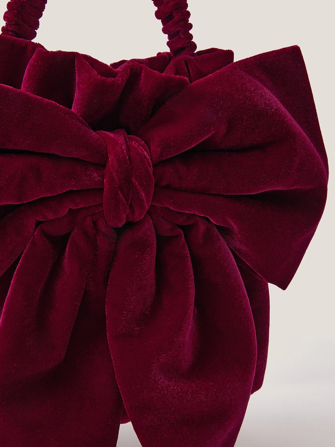  image of monsoon-ciri-velvet-bow-bag-red