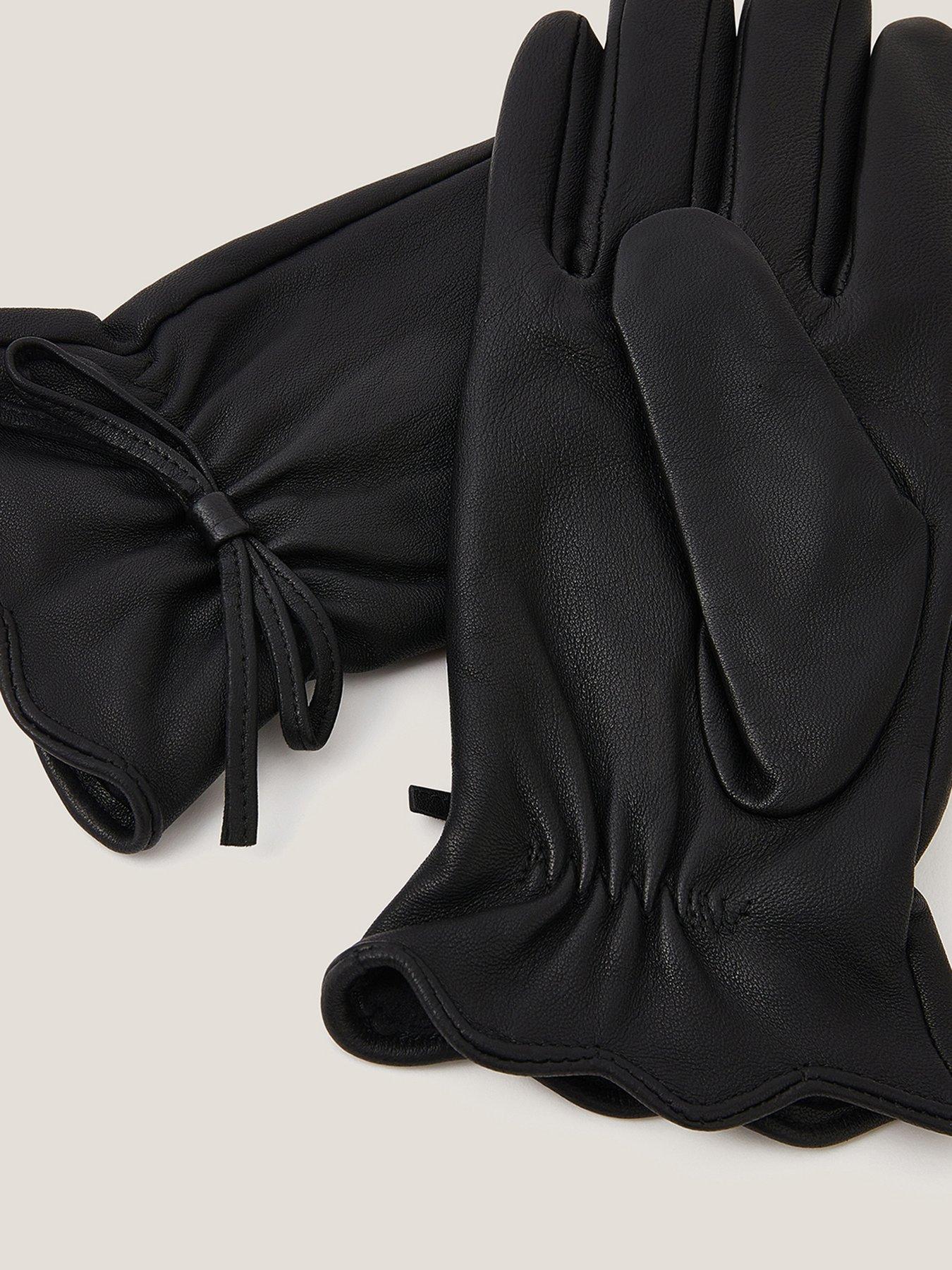 Image 2 of 2 of Monsoon Eva Leather Bow Gloves - Black