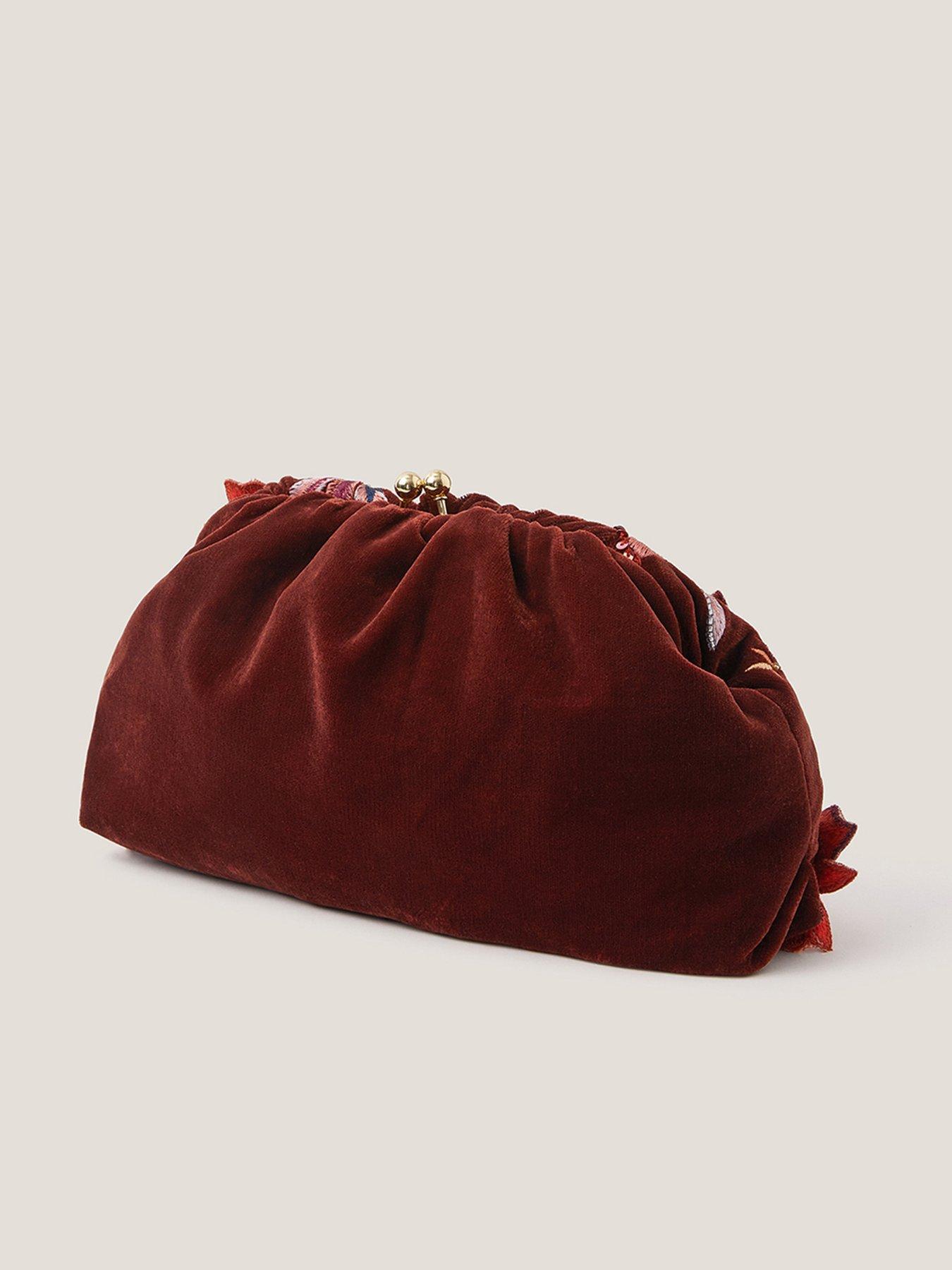  image of monsoon-josie-embroidered-clutch-bag-brown