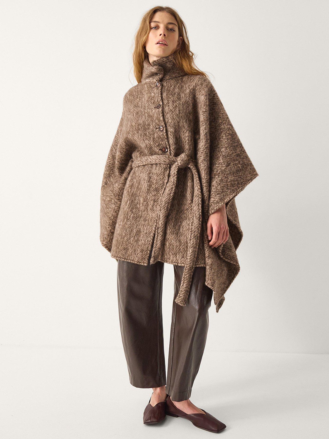 Monsoon Cara Herringbone Knit Cape - Brown