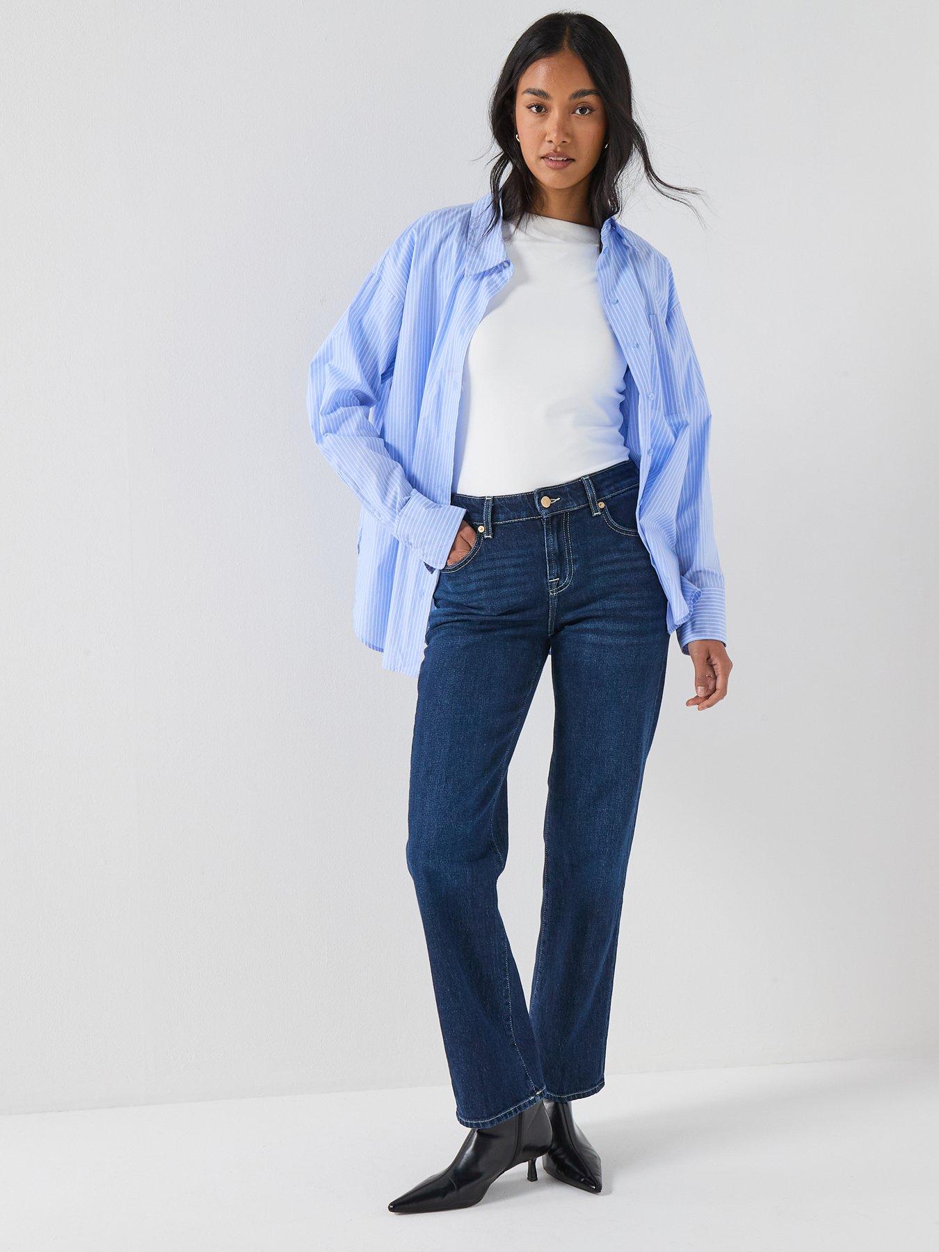 7 FOR ALL MANKIND Calie Straight Jeans - Navy