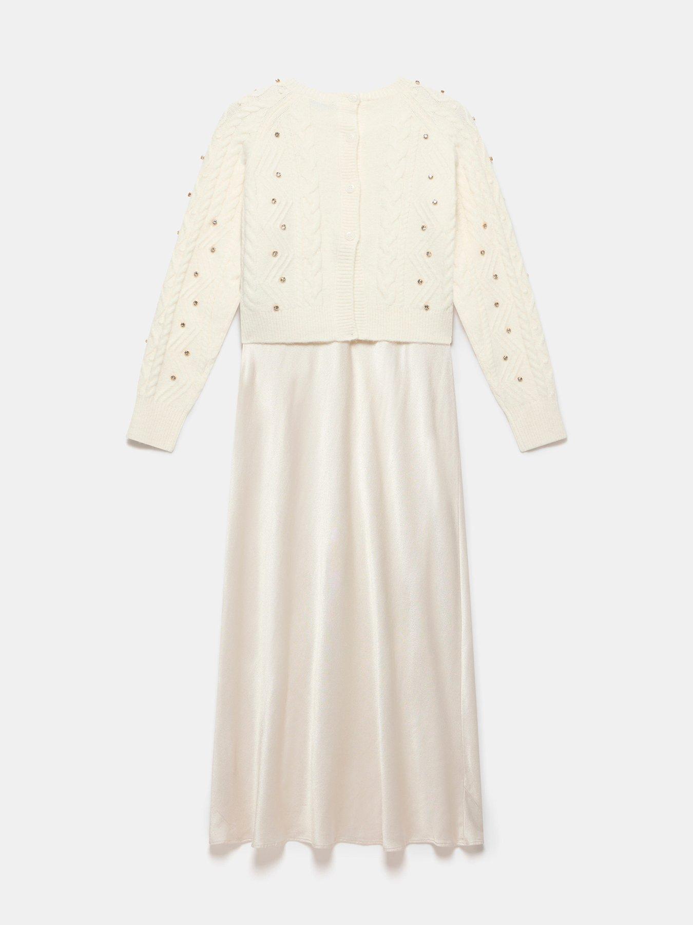  image of mint-velvet-layered-embellished-jumper-maxi-dress-cream