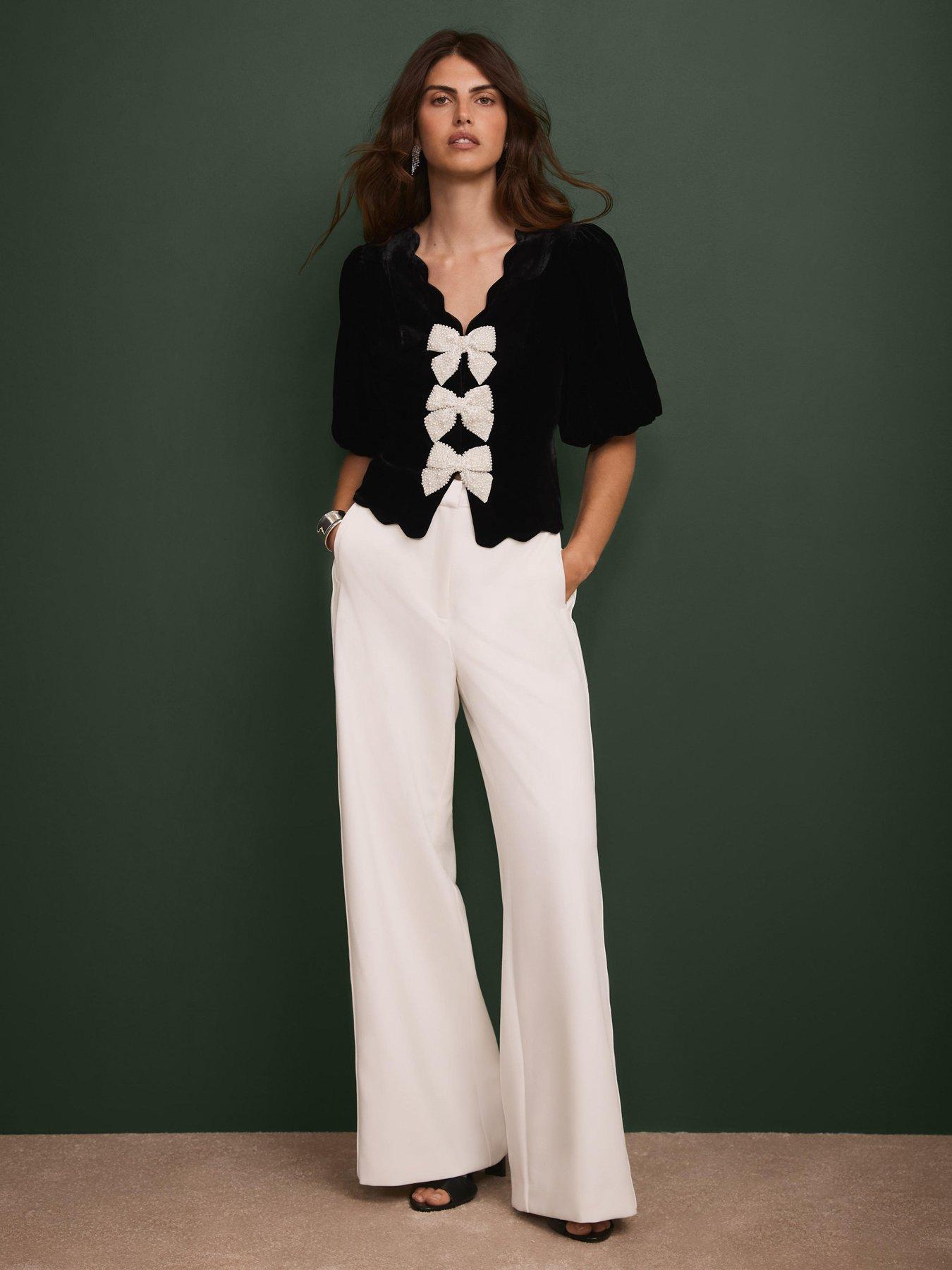  image of mint-velvet-puff-sleeve-top-black