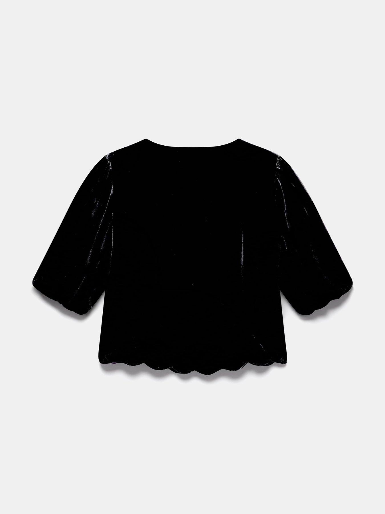  image of mint-velvet-puff-sleeve-top-black