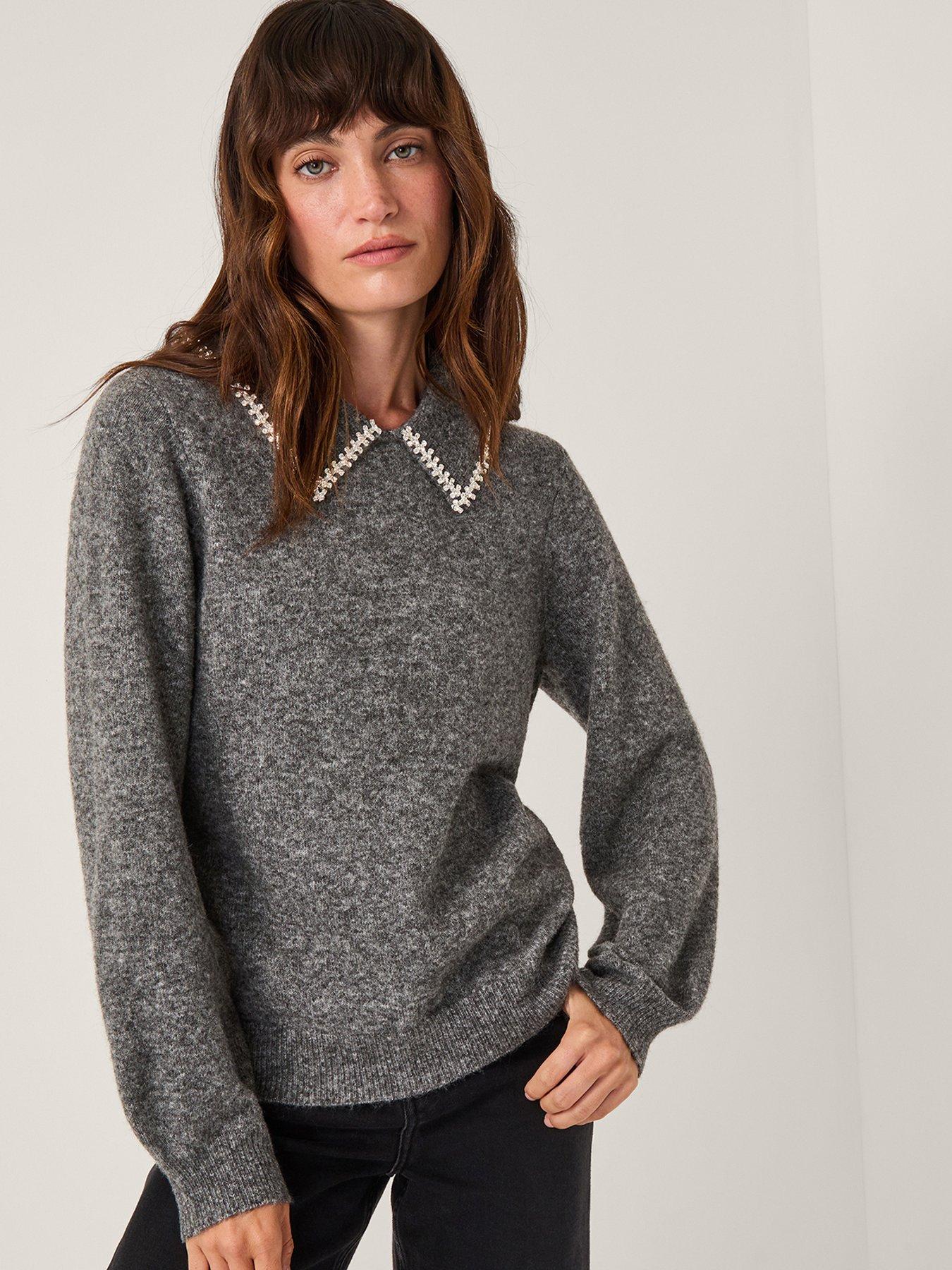Monsoon Caryn Collar Jumper - Grey