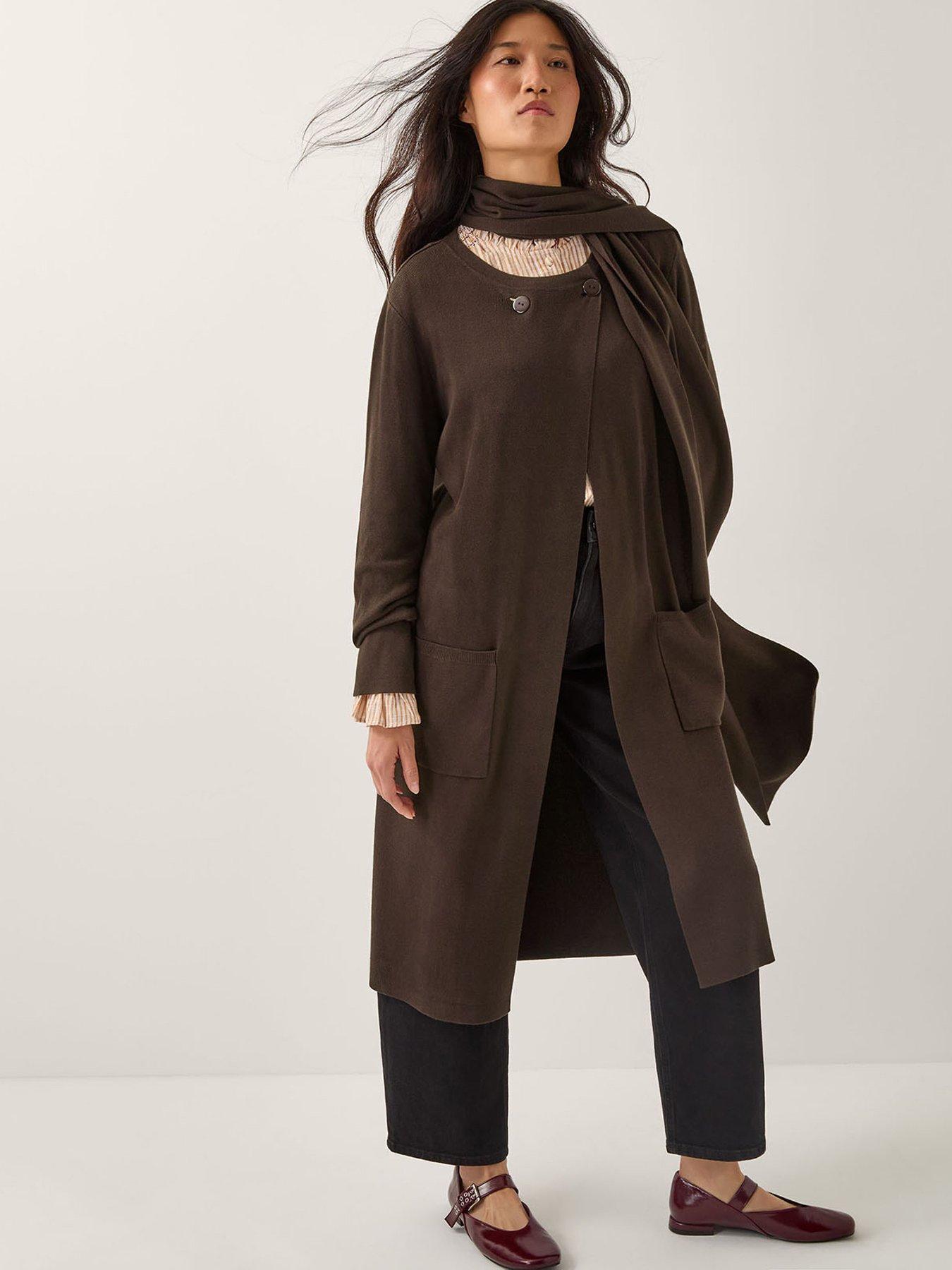 Monsoon Santi Scarf Coatigan - Brown