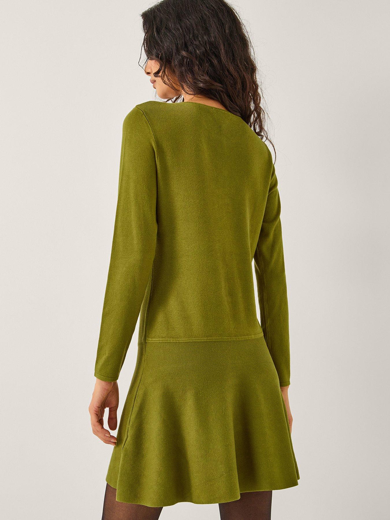  image of monsoon-bayle-bow-knit-dress-green