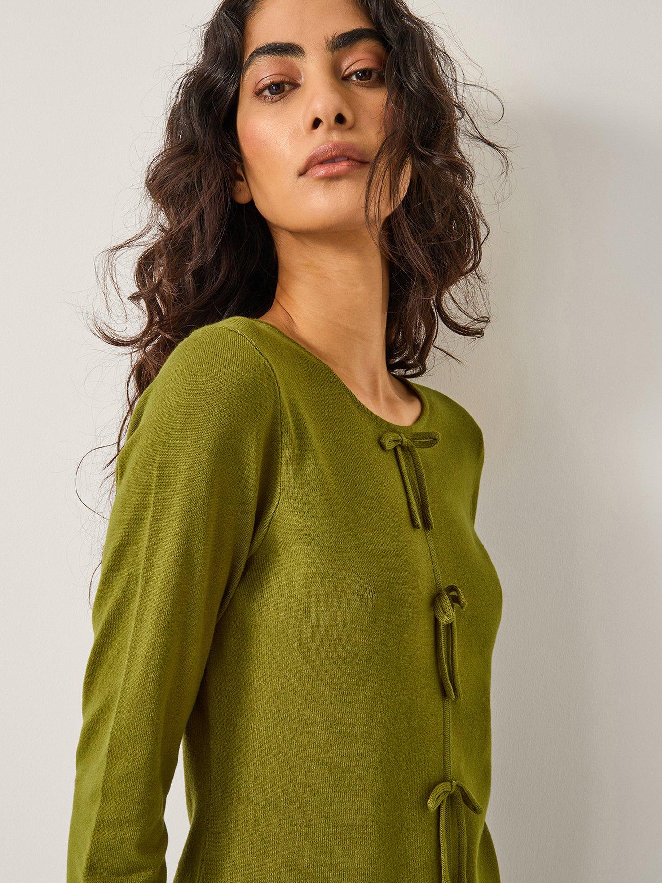  image of monsoon-bayle-bow-knit-dress-green