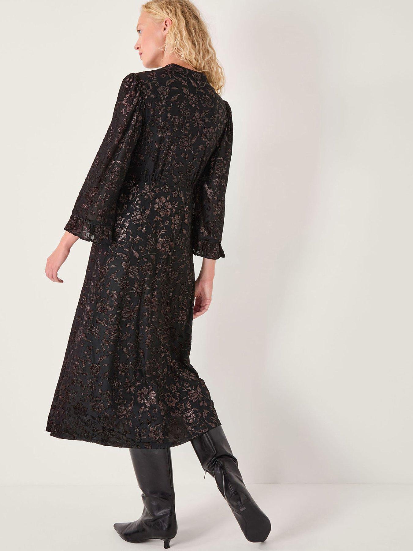  image of monsoon-deyla-devore-dress-black