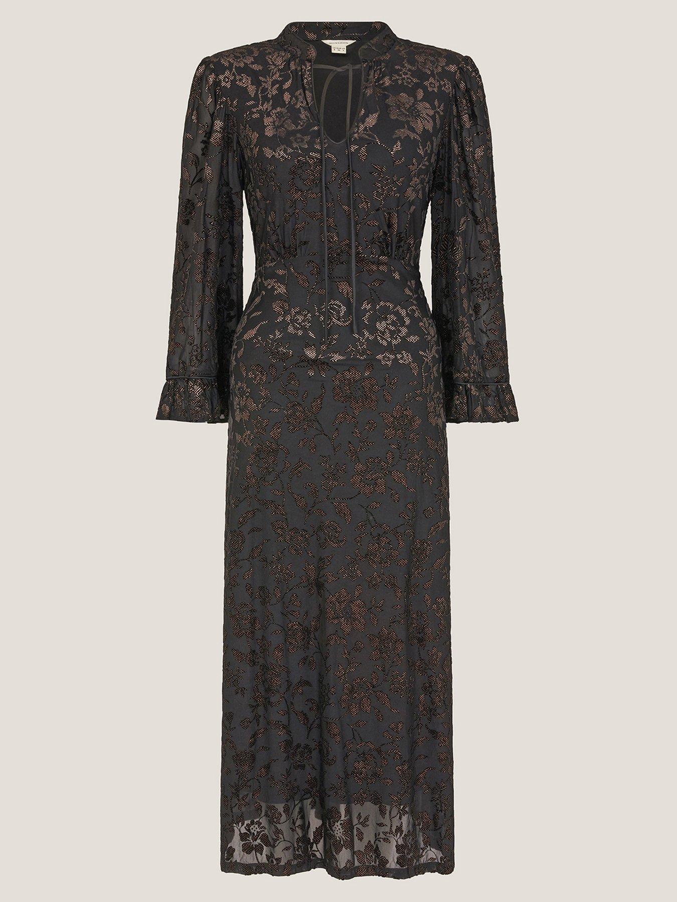  image of monsoon-deyla-devore-dress-black