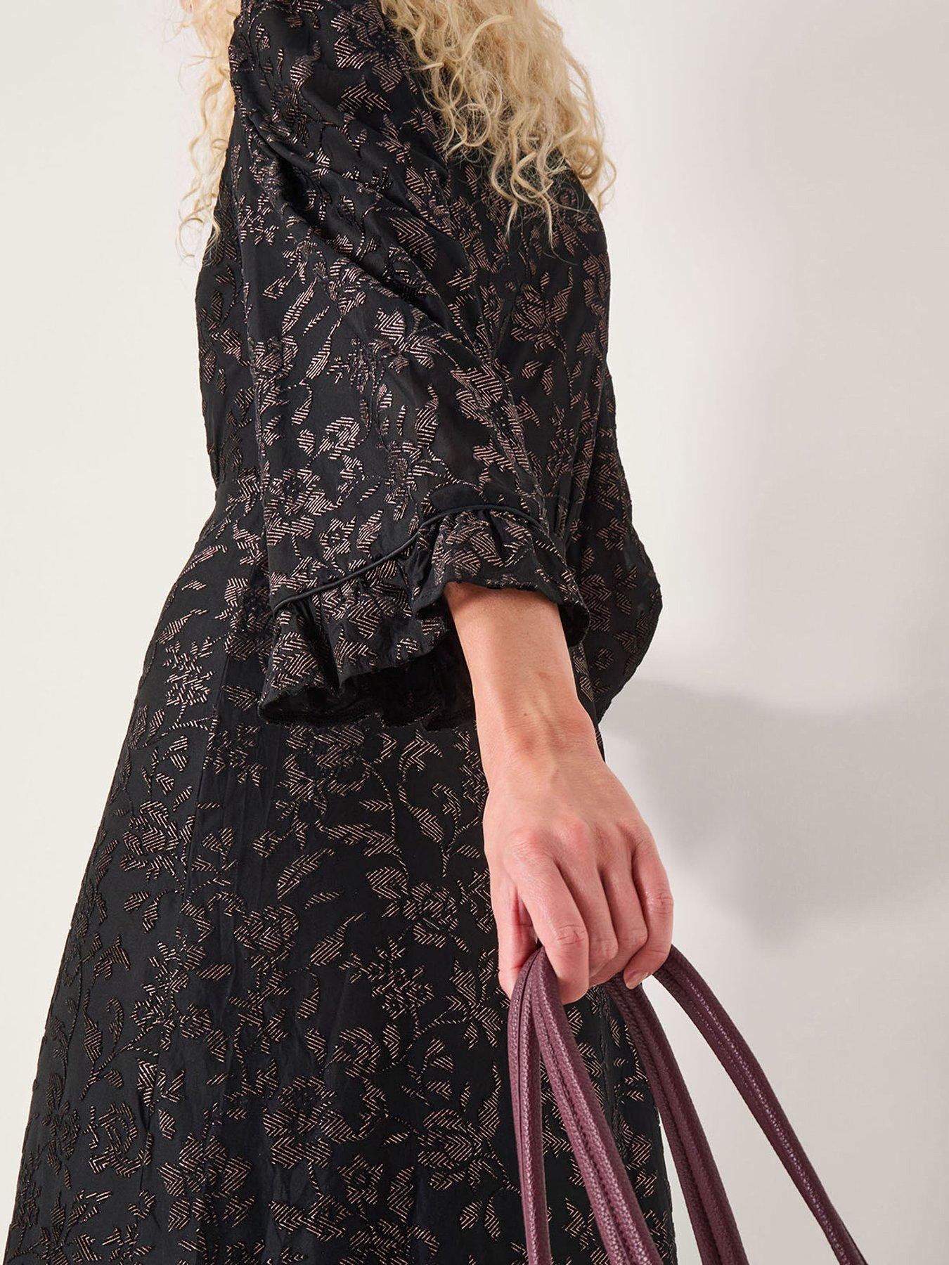 Monsoon Deyla Devore Dress - Black | Littlewoods