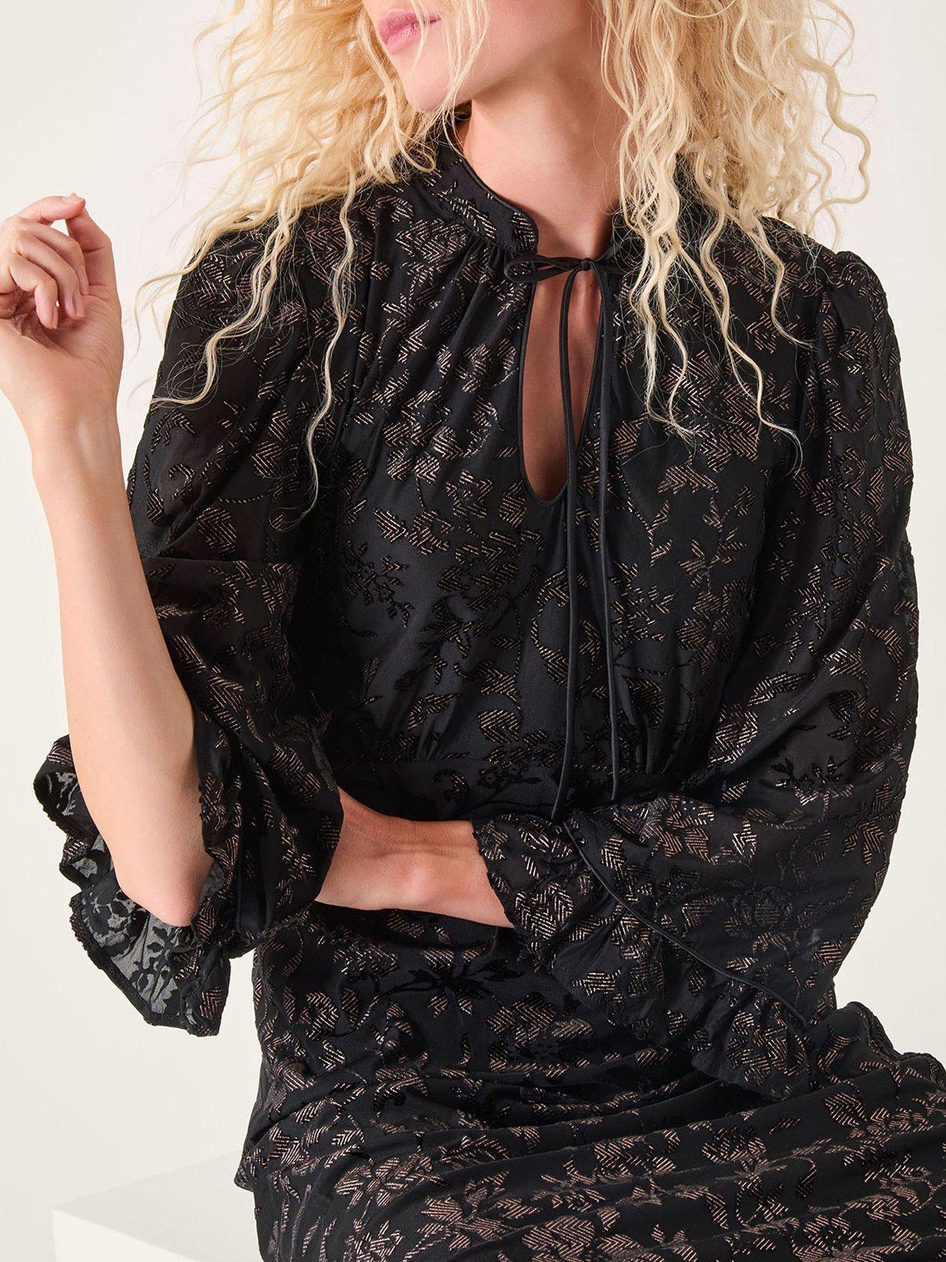  image of monsoon-deyla-devore-dress-black