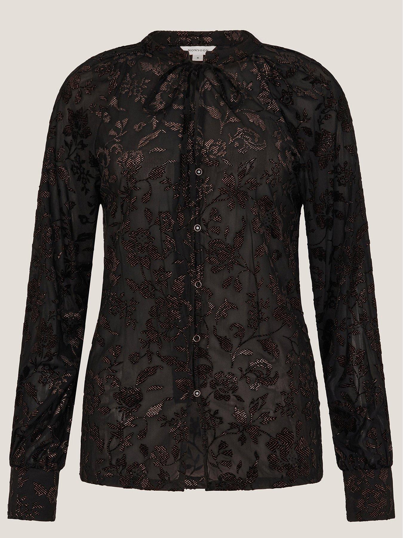 Image 3 of 6 of Monsoon Dory Devore Shirt - Black