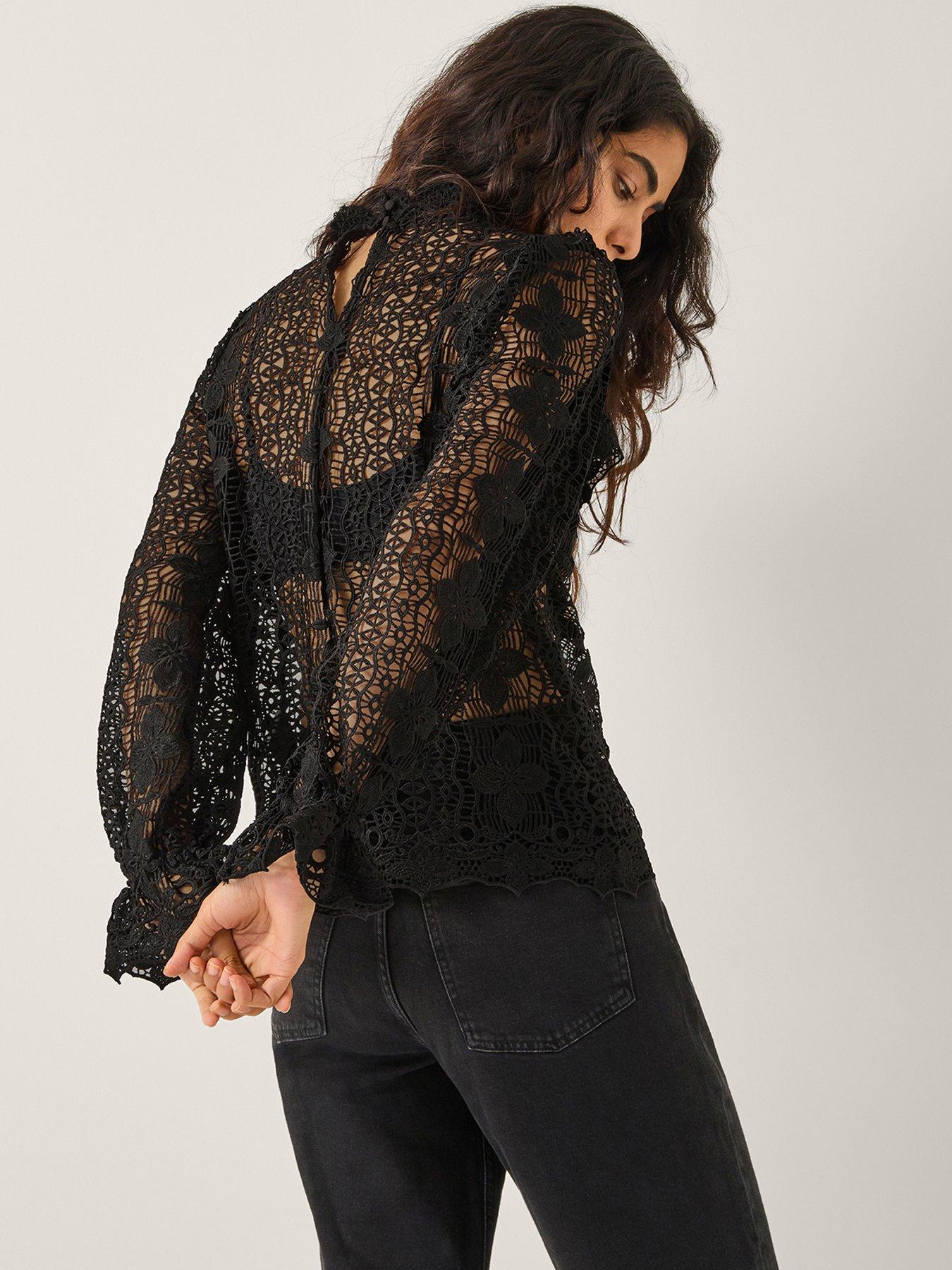  image of monsoon-phoebe-lace-top-black