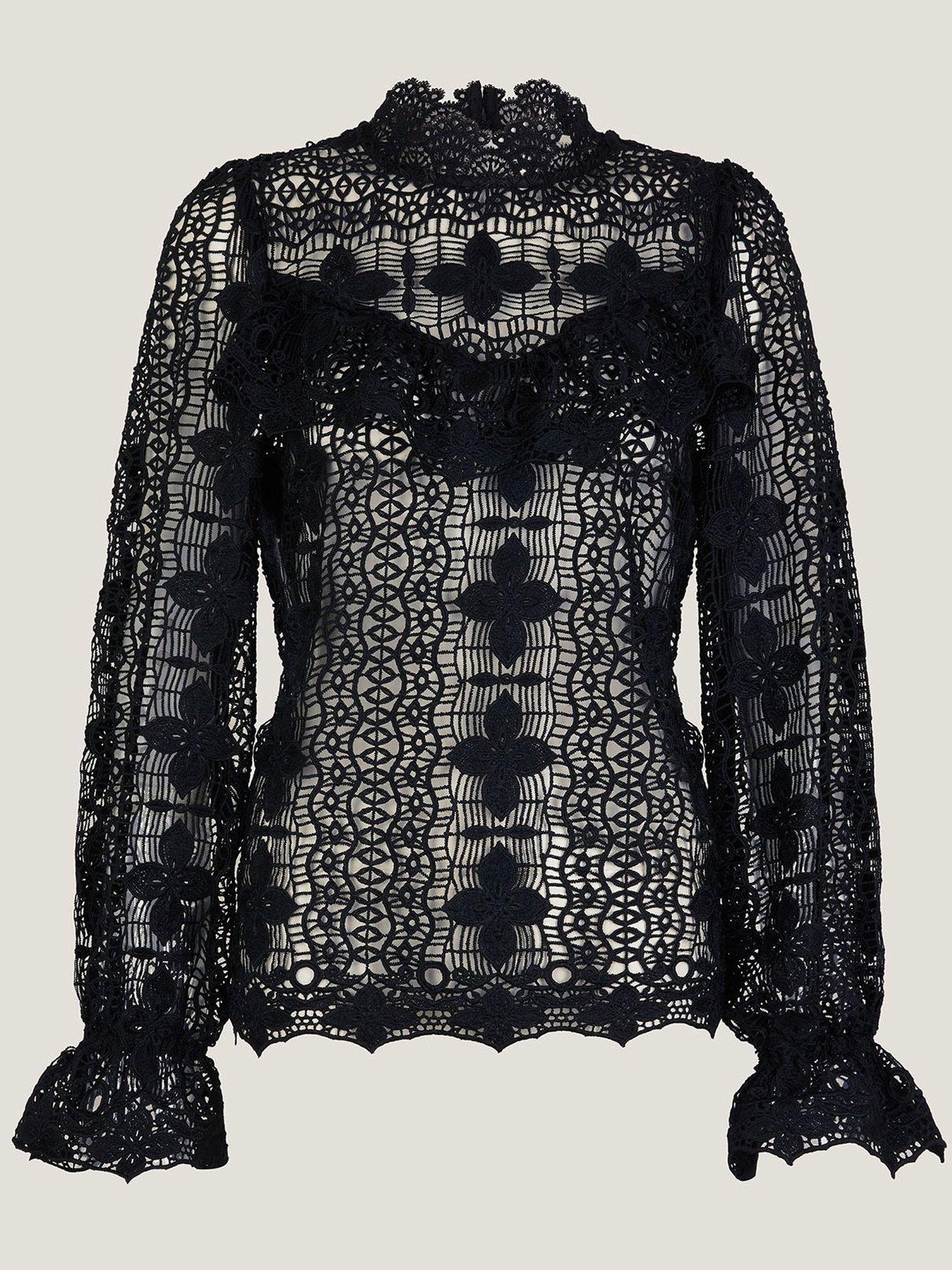  image of monsoon-phoebe-lace-top-black
