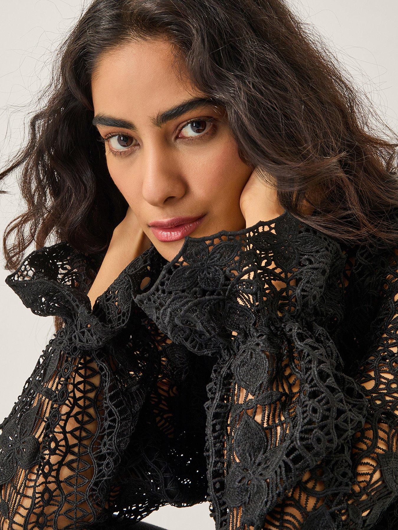  image of monsoon-phoebe-lace-top-black