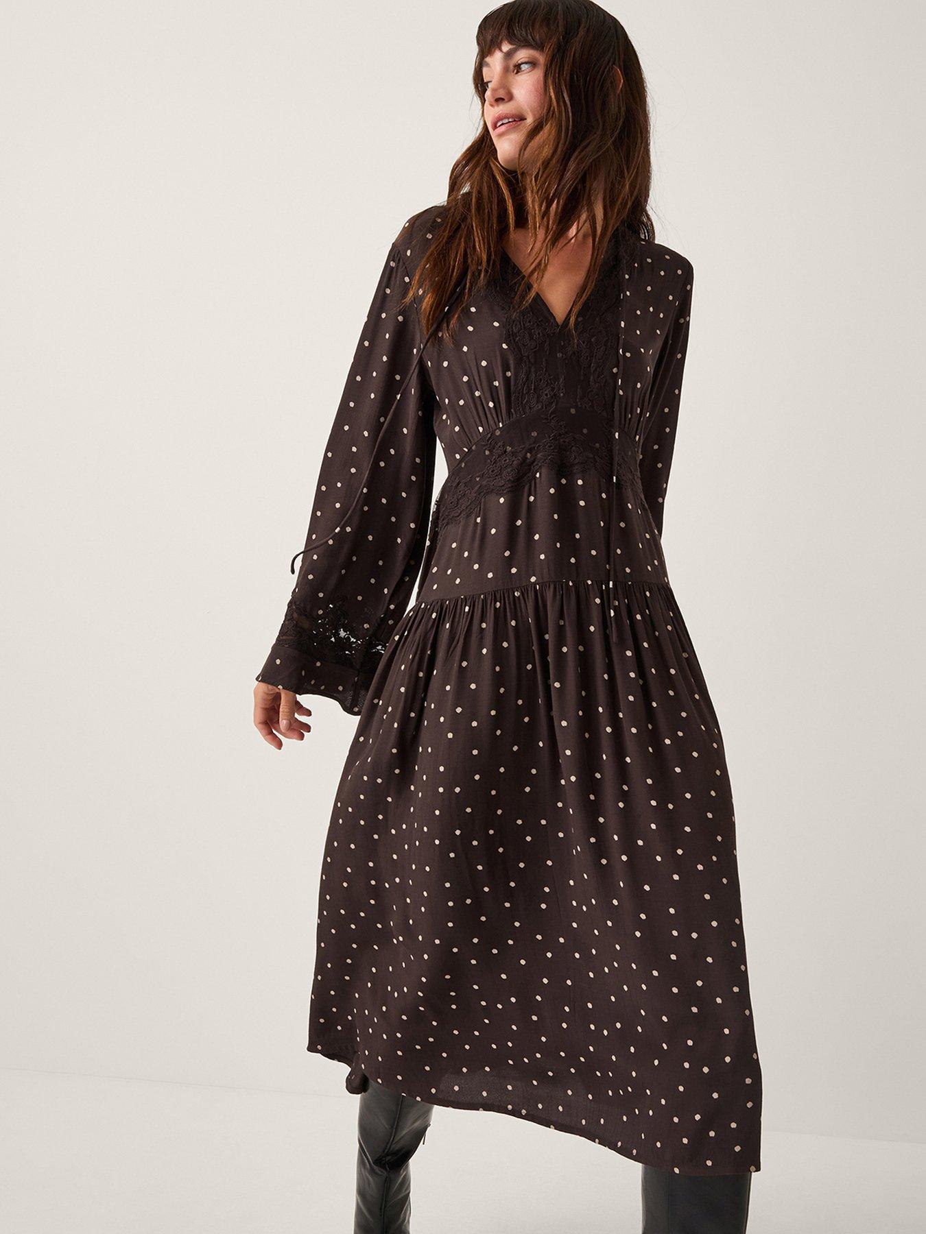  image of monsoon-mackie-spot-dress-brown