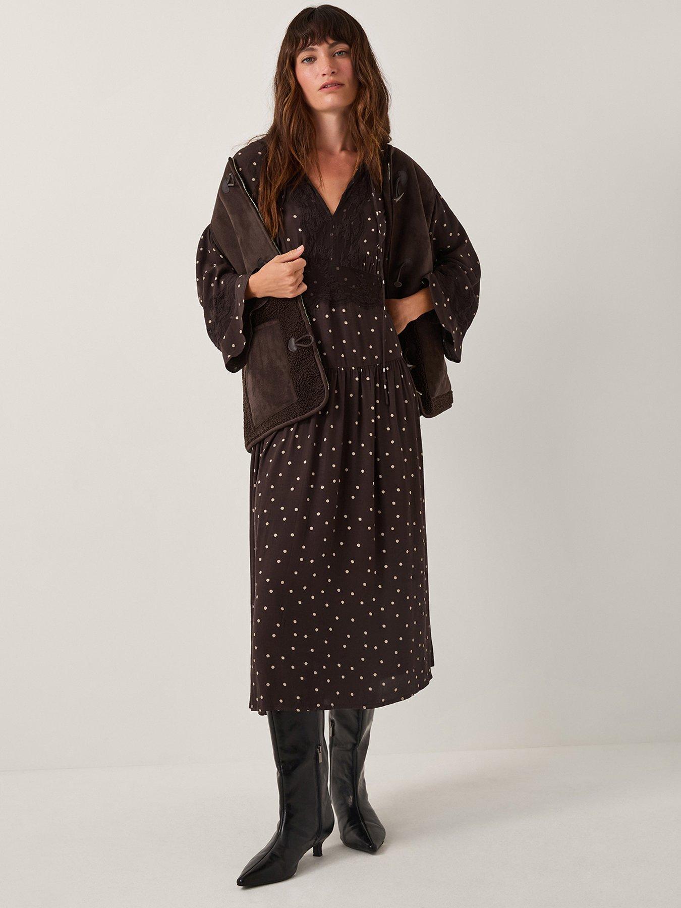  image of monsoon-mackie-spot-dress-brown