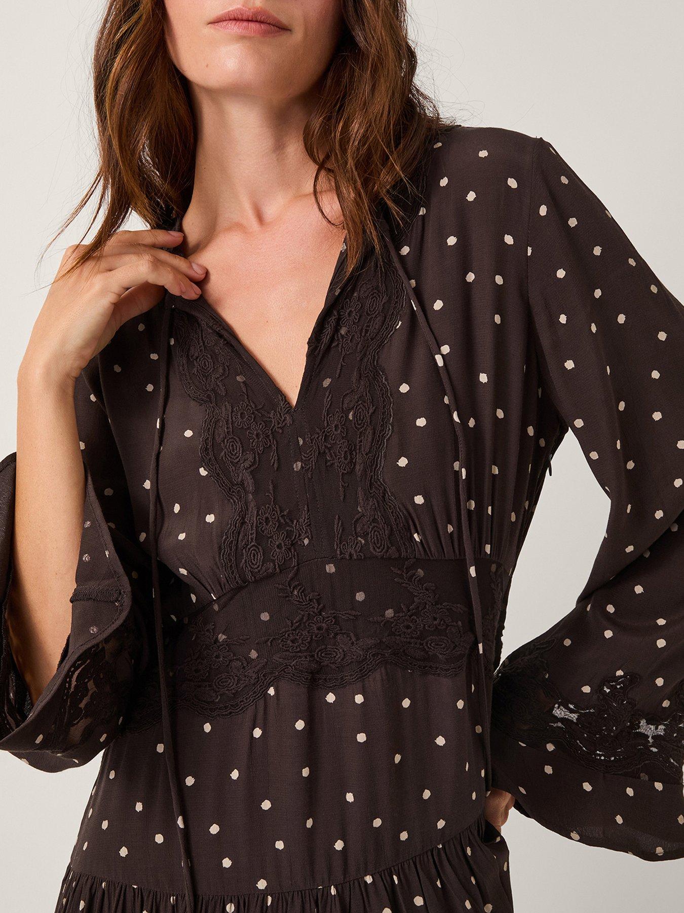  image of monsoon-mackie-spot-dress-brown