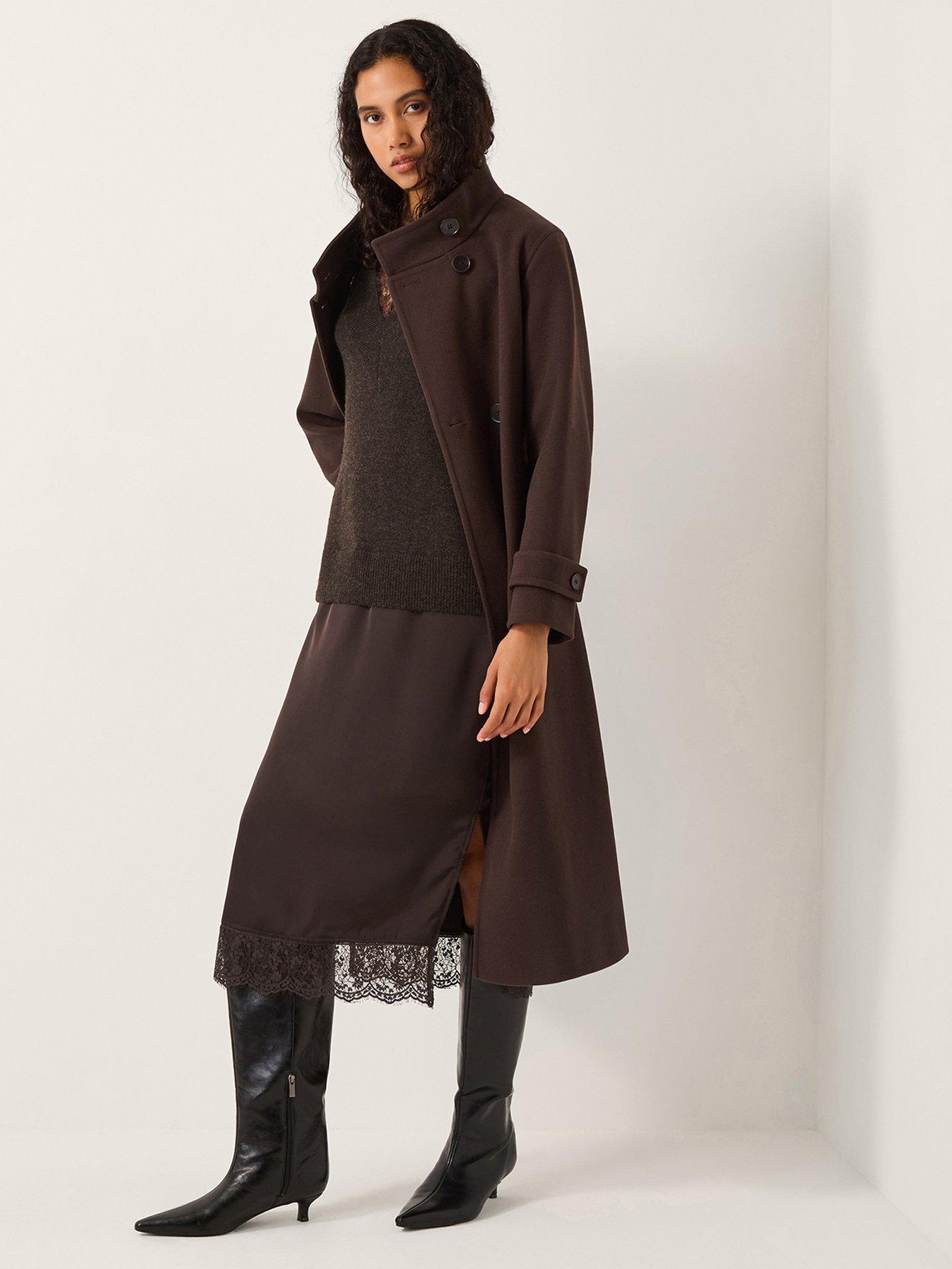  image of monsoon-fay-fabric-mix-dress-brown