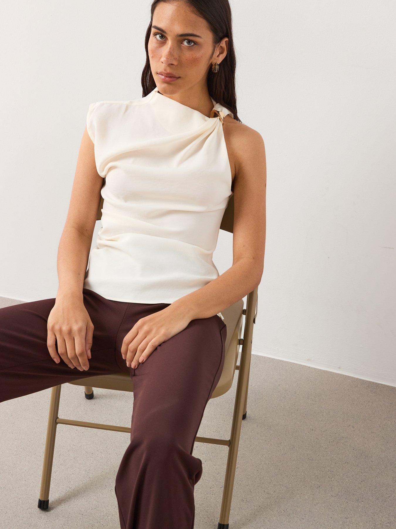  image of mango-gold-detail-blouse-cream