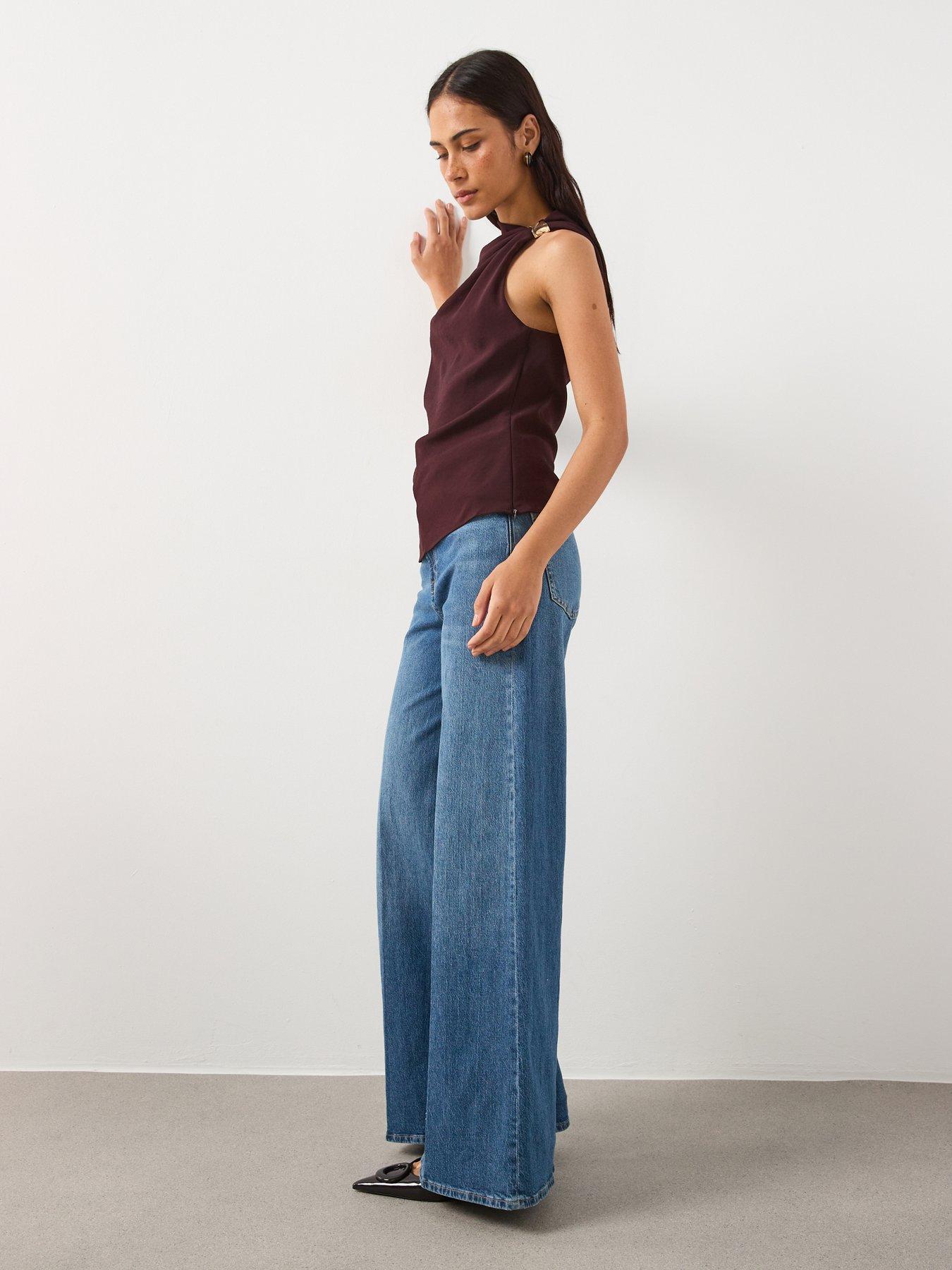  image of mango-sleeveless-top-metal-shoulder-detail-burgundy