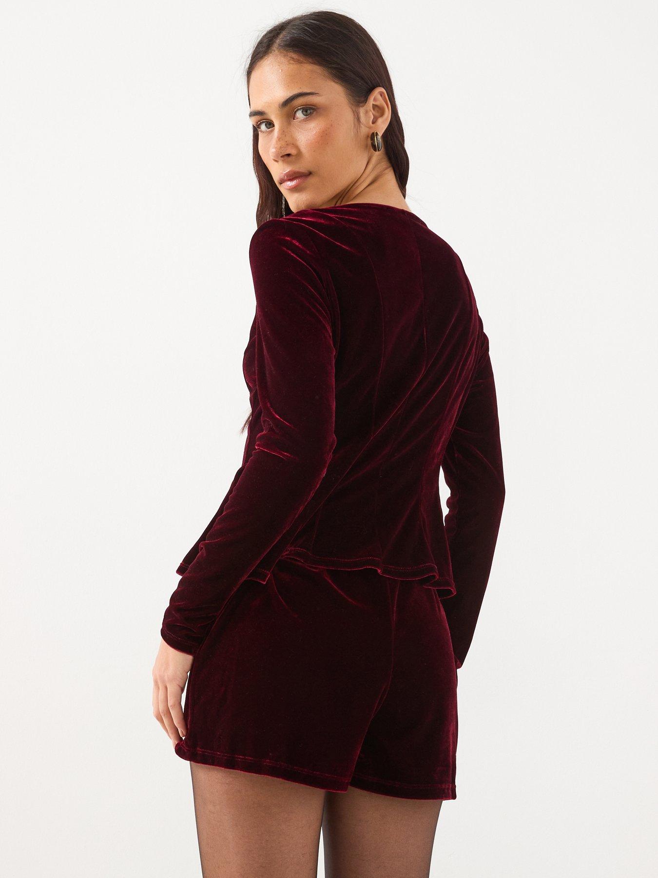 stillFront image of mango-velvet-blouse-with-bows-red