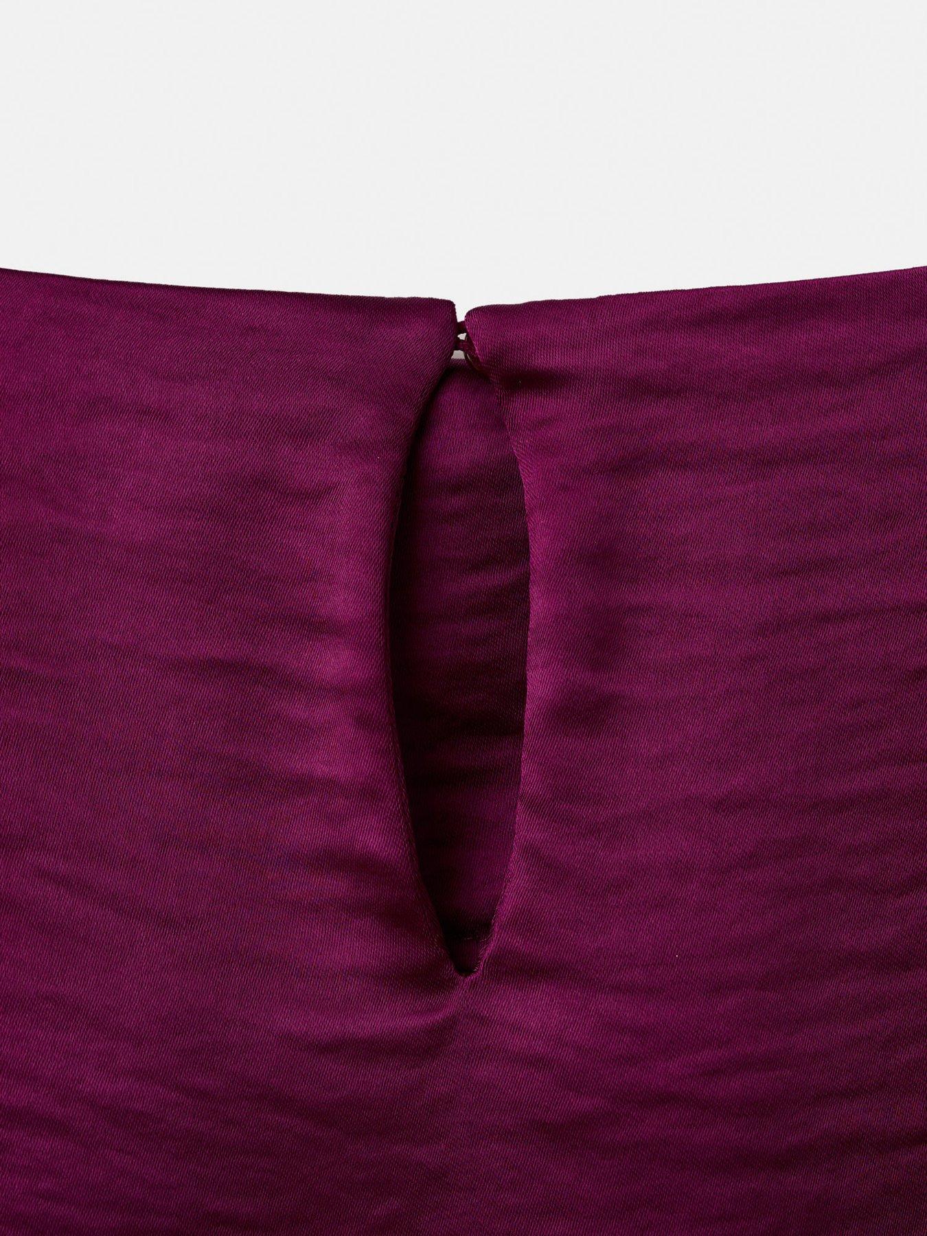 Image 5 of 6 of Mango Drape Satin Mini Dress - Red