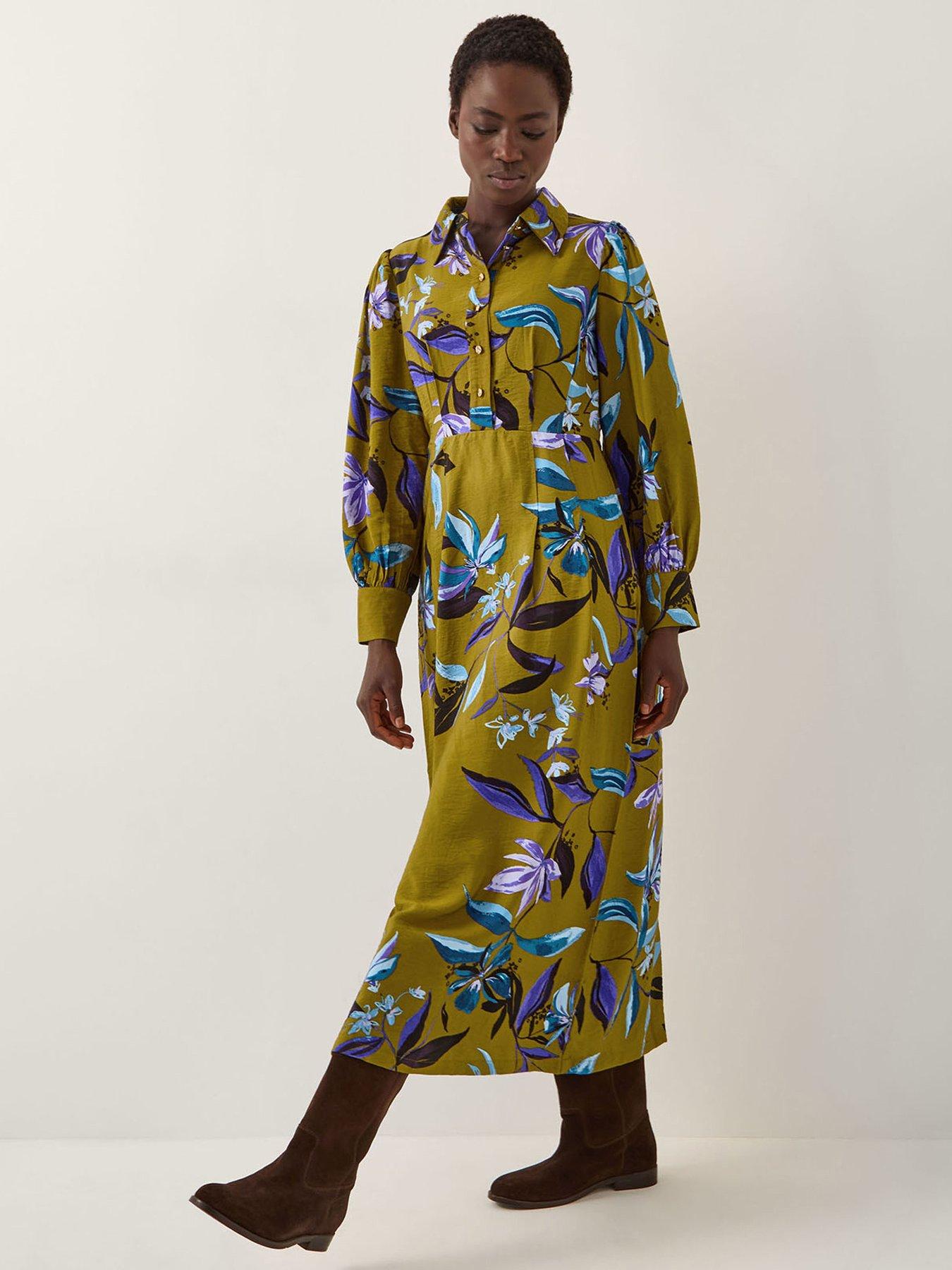  image of monsoon-sonya-print-dress-green