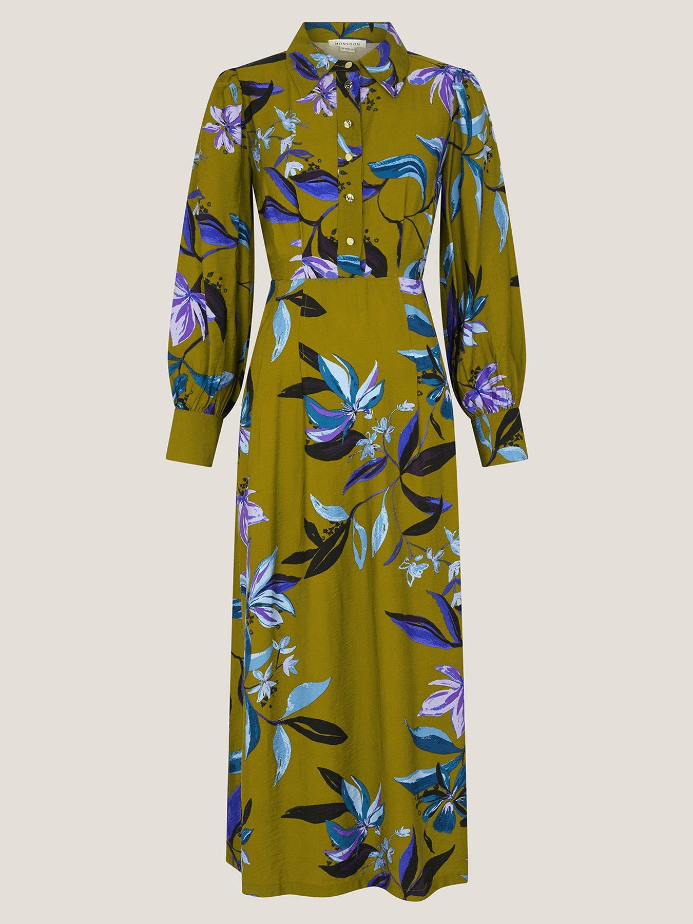  image of monsoon-sonya-print-dress-green