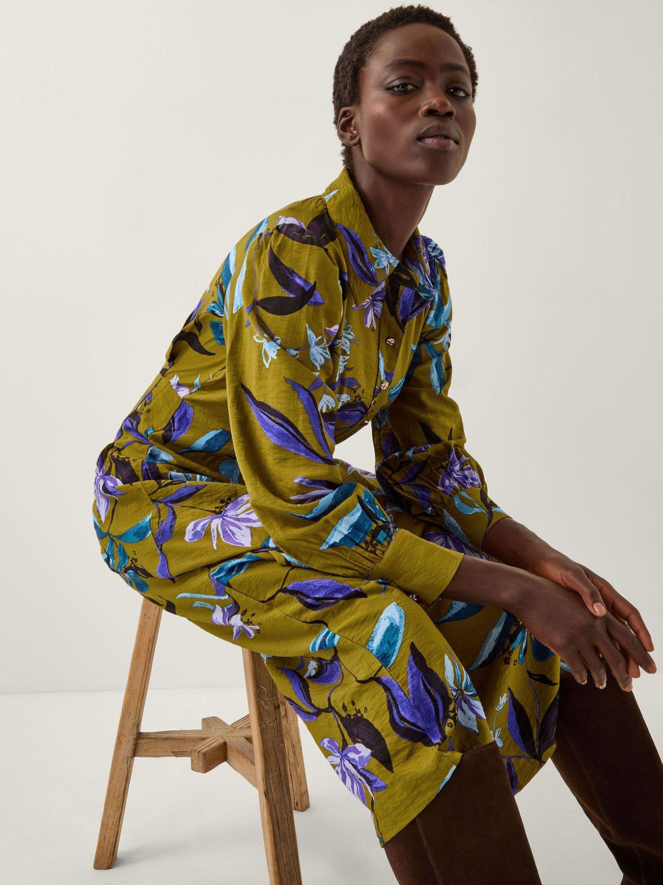  image of monsoon-sonya-print-dress-green