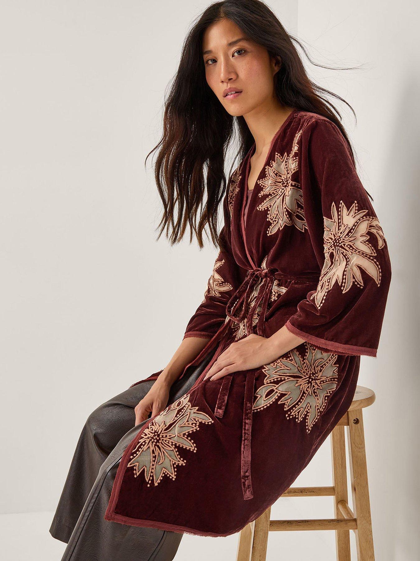  image of monsoon-jaz-embroidered-kimono-brown