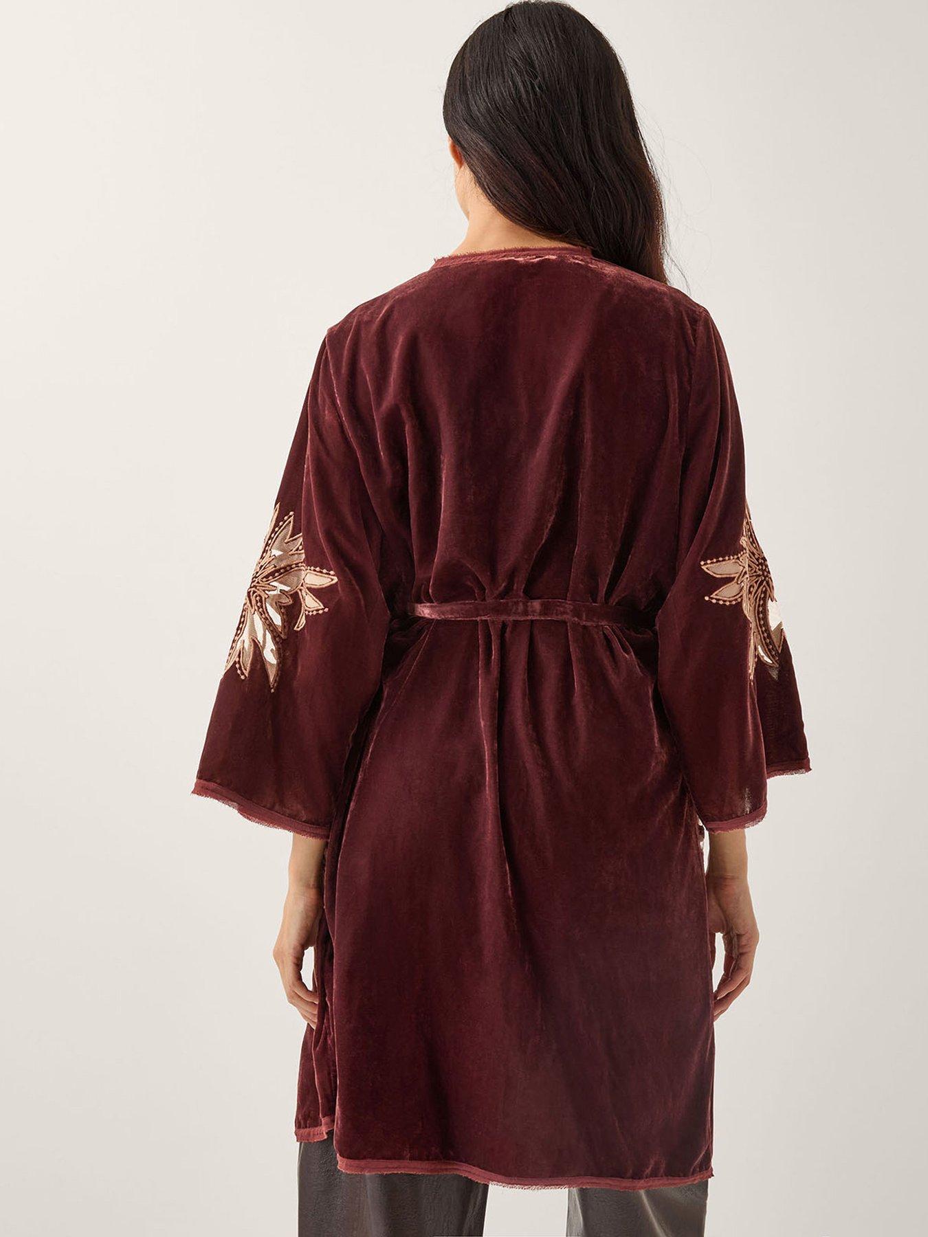  image of monsoon-jaz-embroidered-kimono-brown