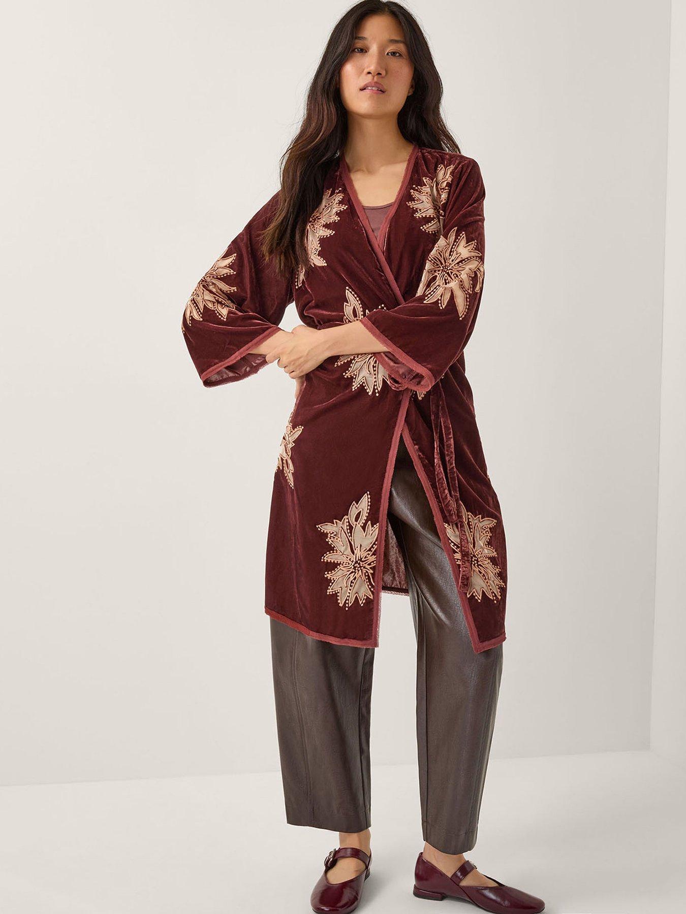  image of monsoon-jaz-embroidered-kimono-brown