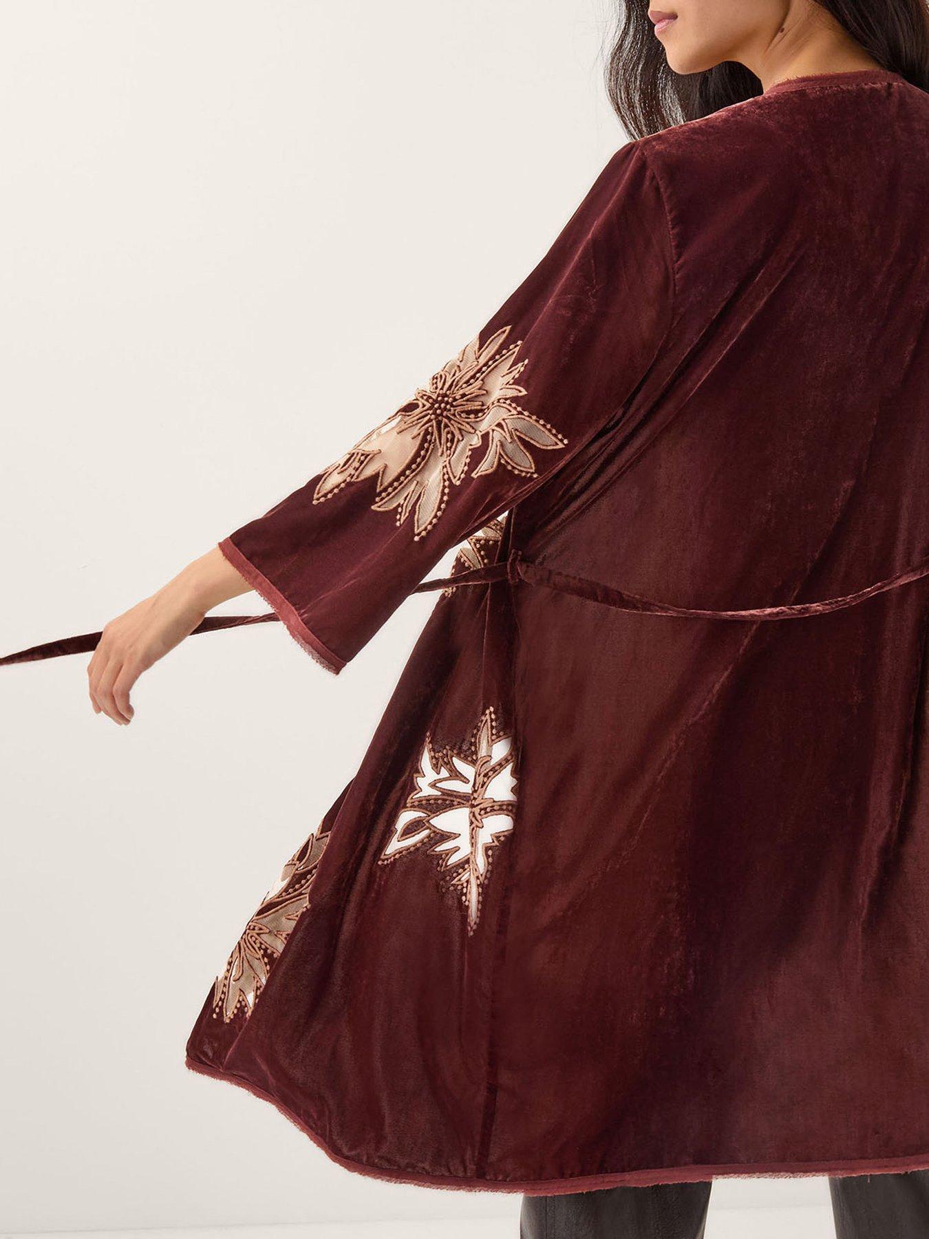  image of monsoon-jaz-embroidered-kimono-brown