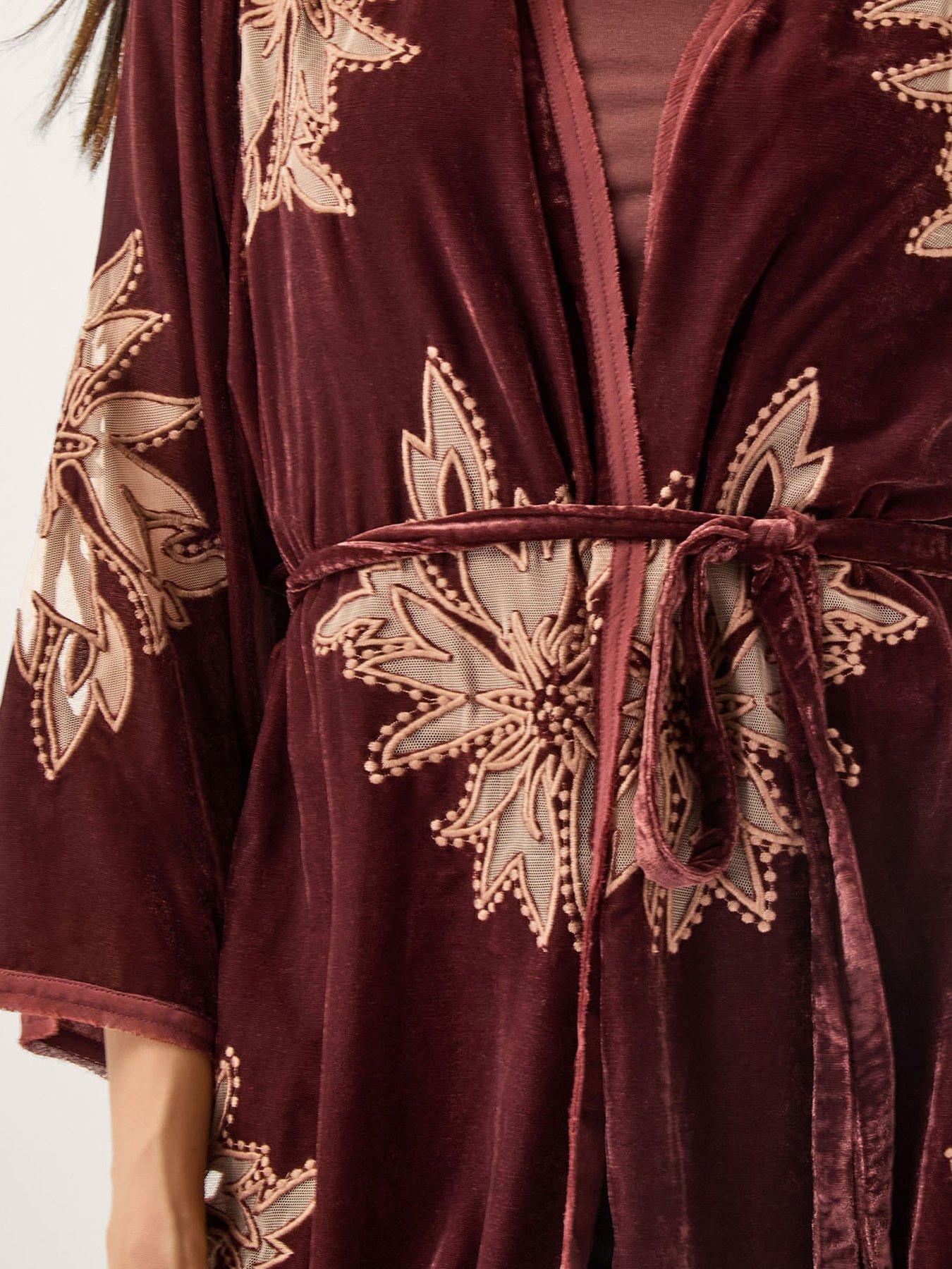  image of monsoon-jaz-embroidered-kimono-brown