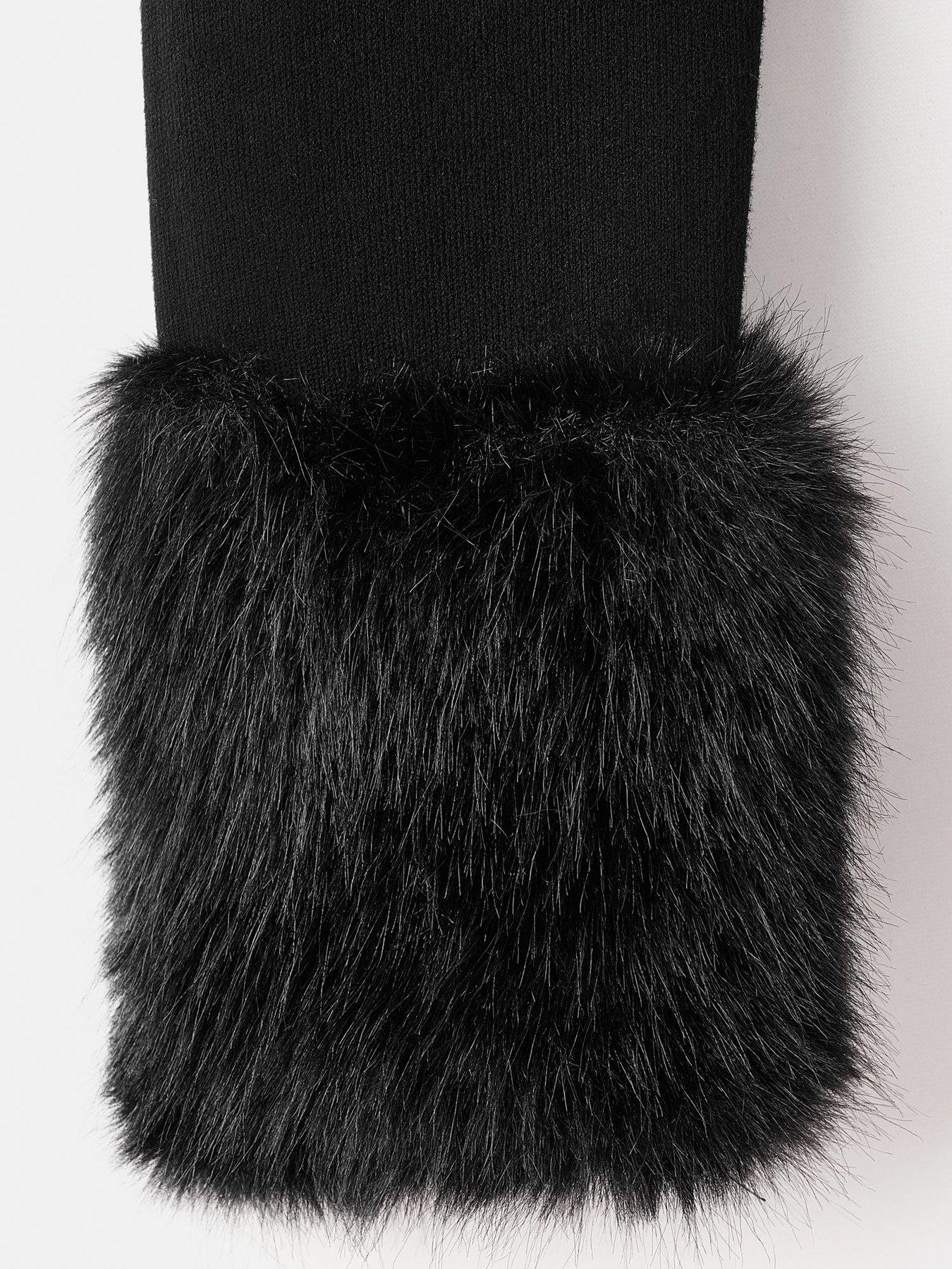  image of mango-faux-fur-cuff-cardigan-black