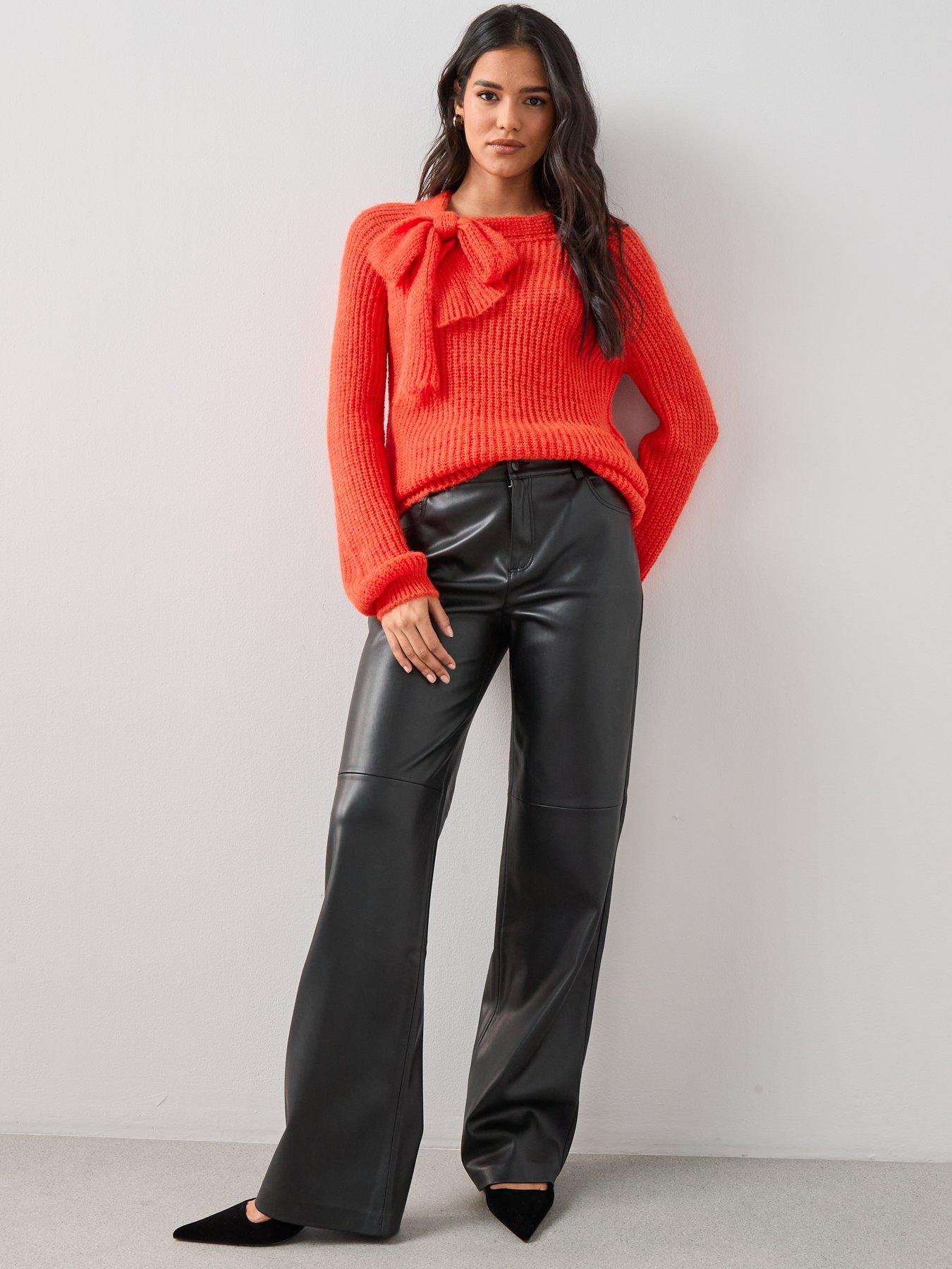 Image 3 of 6 of The Very Collection Bow Neck Knitted Jumper - Red