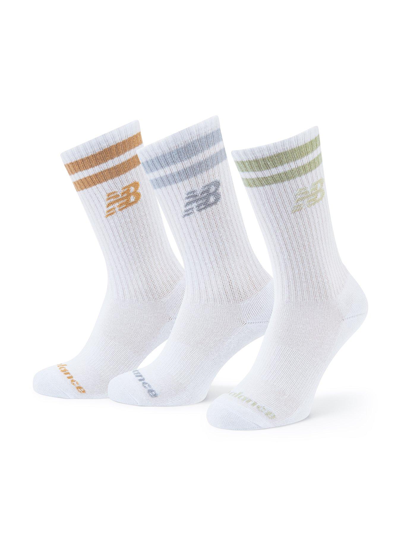 Image 1 of 3 of New Balance Everyday Stripe Midcalf Socks 3 Pack - White
